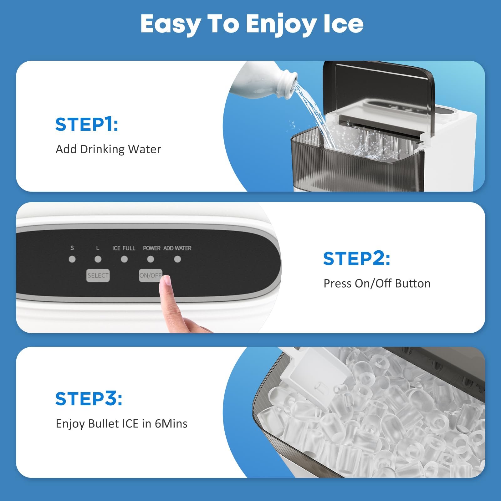 Portable Ice Maker Machine for Countertop - 35lbs/Day, 9 Ice Cubes in 6 Minutes, Self-Cleaning with 2 Ice Cube Sizes (Bullet & Cube) & Scoop - Perfect for Home Kitchen, Office, RV Camping & Outdoor Parties (White)