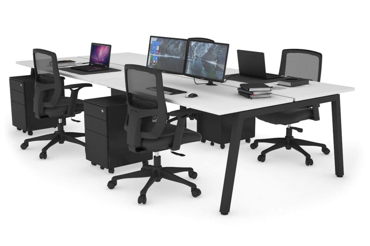 Quadro 4-Person Office Workstation Desk - 1600L x 700W Dimensions - Perfect for Team Collaboration, Open Office Spaces & Shared Workstations