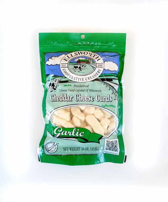 ELLSWORTH Cheese Curd Cheddar with Garlic - 16 Ounce (Pack of 8) | Fresh Snack for Parties, Cooking & Keto Diet | Perfect for Poutine, Salads & Charcuterie Boards