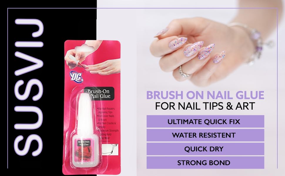 Premium Nail Glue for Artificial & Acrylic Nails - Waterproof Professional Nail Art Adhesive for False Nails & Manicure - Strong & Long-Lasting - Perfect for Salon, Home Use & DIY Nail Art