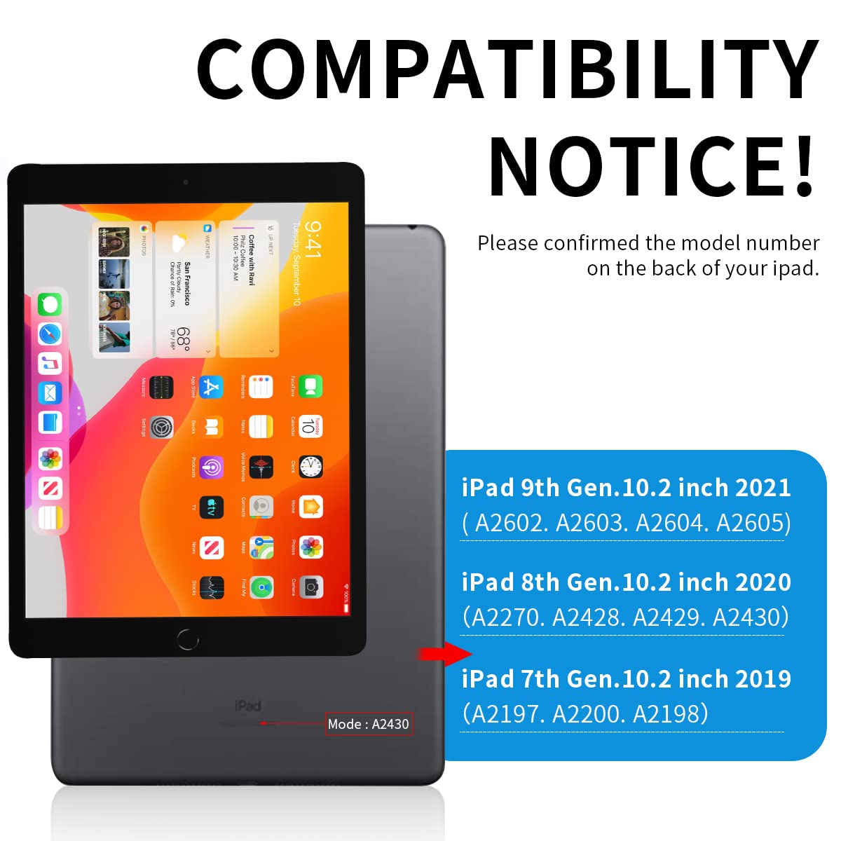 Premium iPad 9th/8th/7th Gen Case for 10.2 Inch (2021/2020/2019 Models) - Shockproof TPU Back with Pencil Holder & Auto Sleep/Wake Cover - Light Gray | Perfect for School, Work & Travel Protection