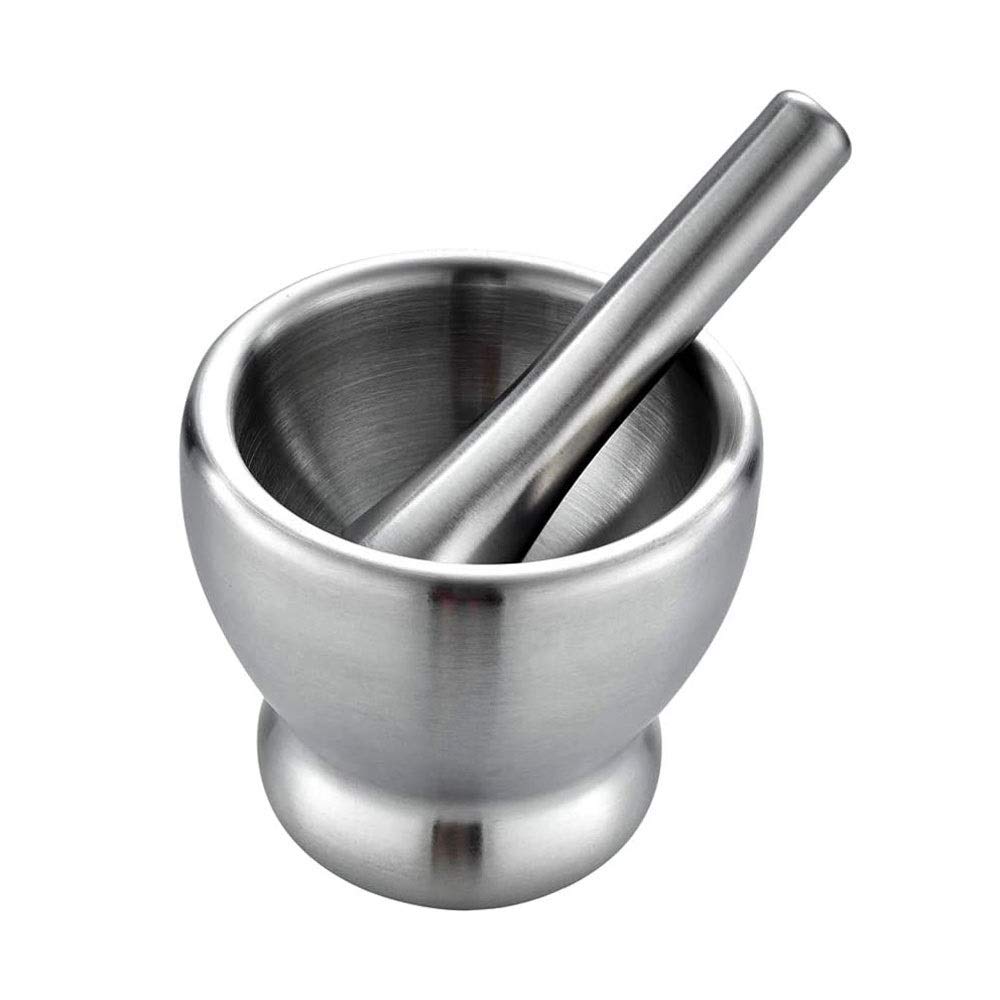 Premium 304 Stainless Steel Mortar and Pestle Set - Spice Grinder, Herb Crusher & Garlic Press for Fresh Seasonings - Perfect for Kitchen, Pharmacy, and Herbal Medicine Preparation