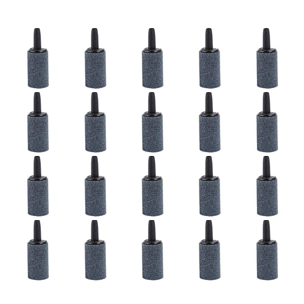 20 Pack 1 Inch Aquarium Air Stones - Cylinder Bubble Diffuser Airstones for Fish Tanks, Hydroponics & Oxygenation Systems - Durable Grey Air Stones (20 Pack) - Perfect for Freshwater Aquariums, Hydroponic Gardens & Pond Aeration