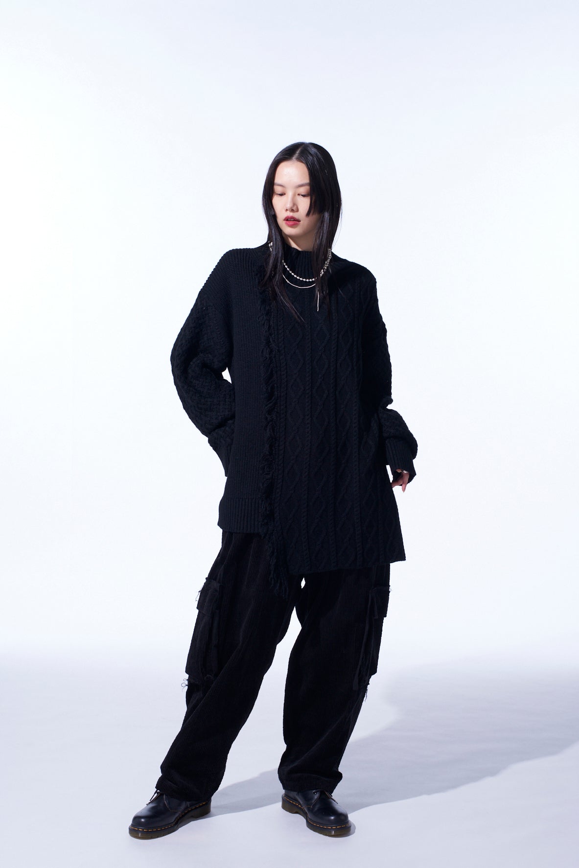 Corpilon Bulky Wool Asymmetrical Fringe Mock Neck Knit Sweater - Cozy Winter Pullover for Women, Perfect for Casual Outfits & Holiday Gatherings