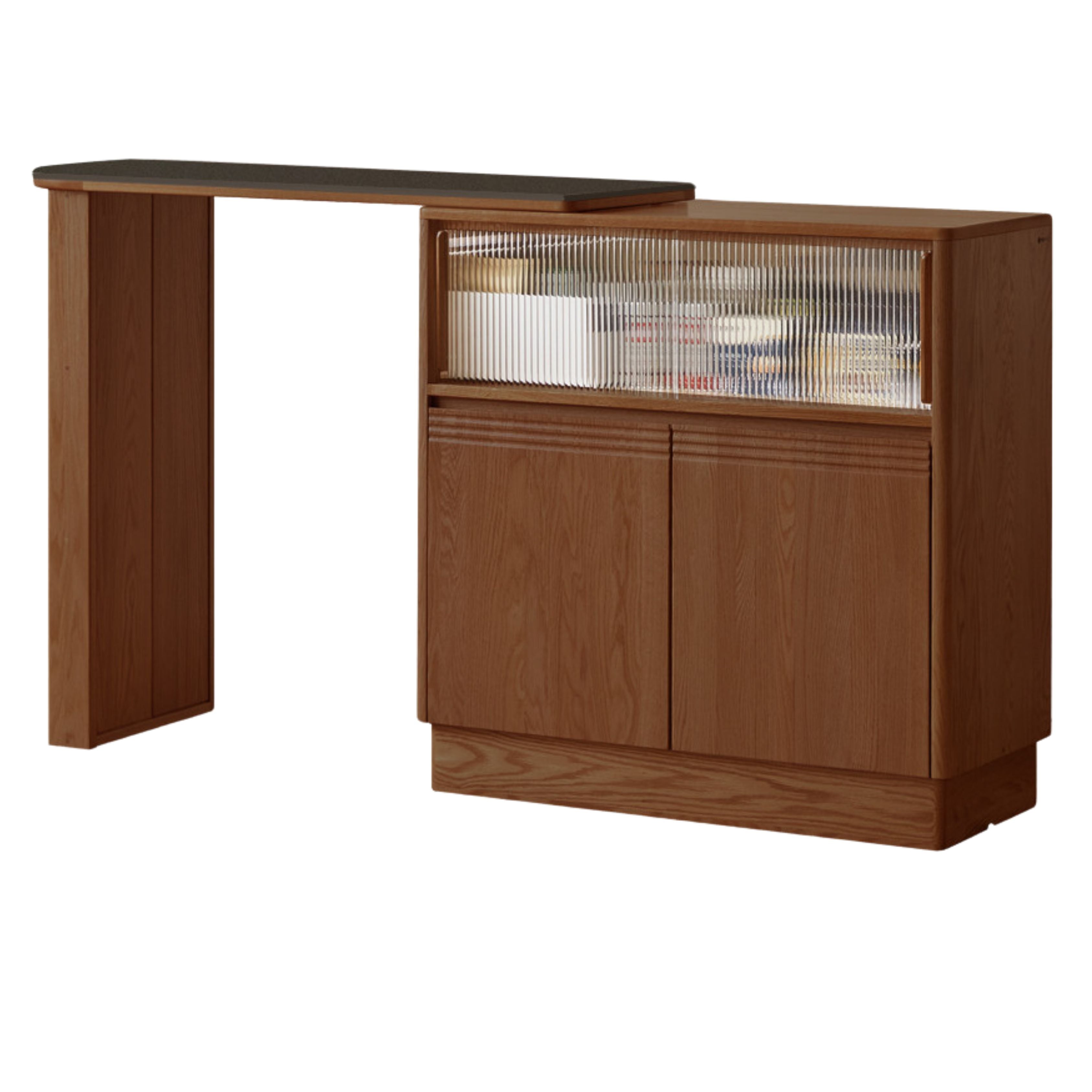 39.4x17.7x39.4 inch / 100x45x100сm / +47.2x17.7x40.9 inch / 120x45x104.2сm /  Walnut color/ partition cabinet + pure black rock board  table