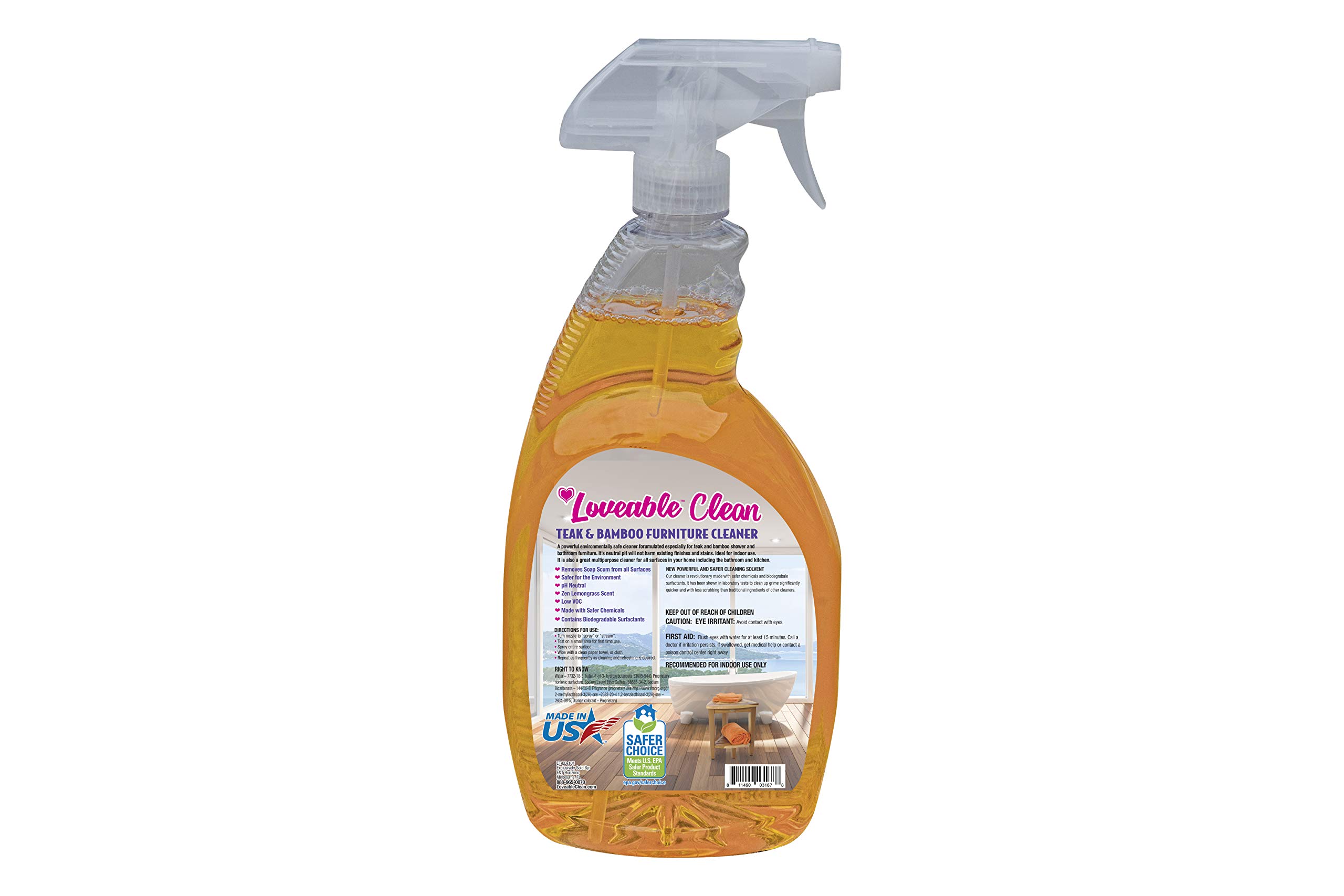 EcoDecors Teak Cleaner & Wood Restorer – EPA Safer Choice Certified, 32 oz – Safe for Hardwood, Bamboo & Outdoor Furniture – Perfect for Patio Sets, Decks & Indoor Wood Furniture Maintenance
