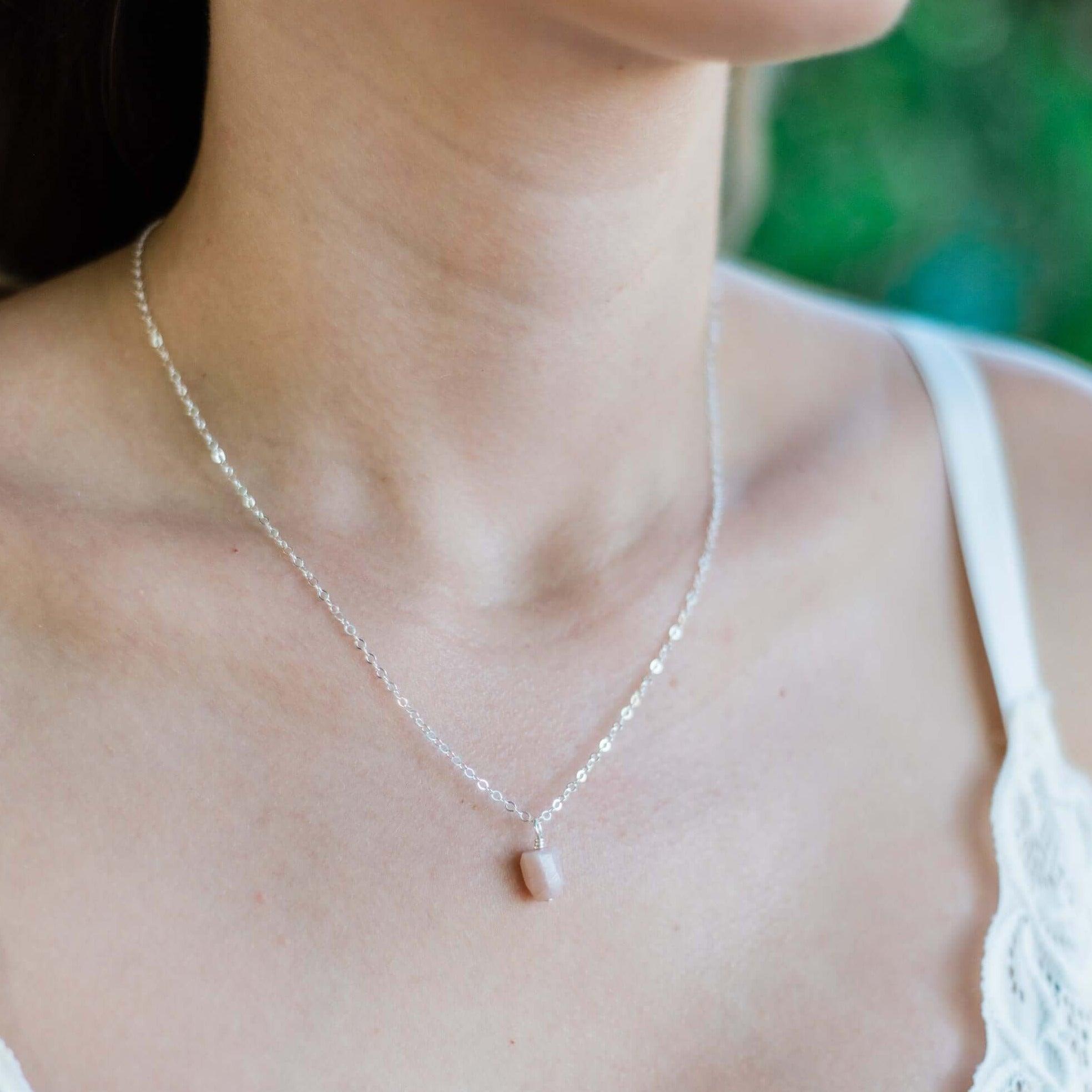 Tiny Raw Pink Peruvian Opal Pendant Necklace - Handmade Natural Gemstone Jewelry for Women - Perfect for Boho Style, Spiritual Healing & Everyday Wear