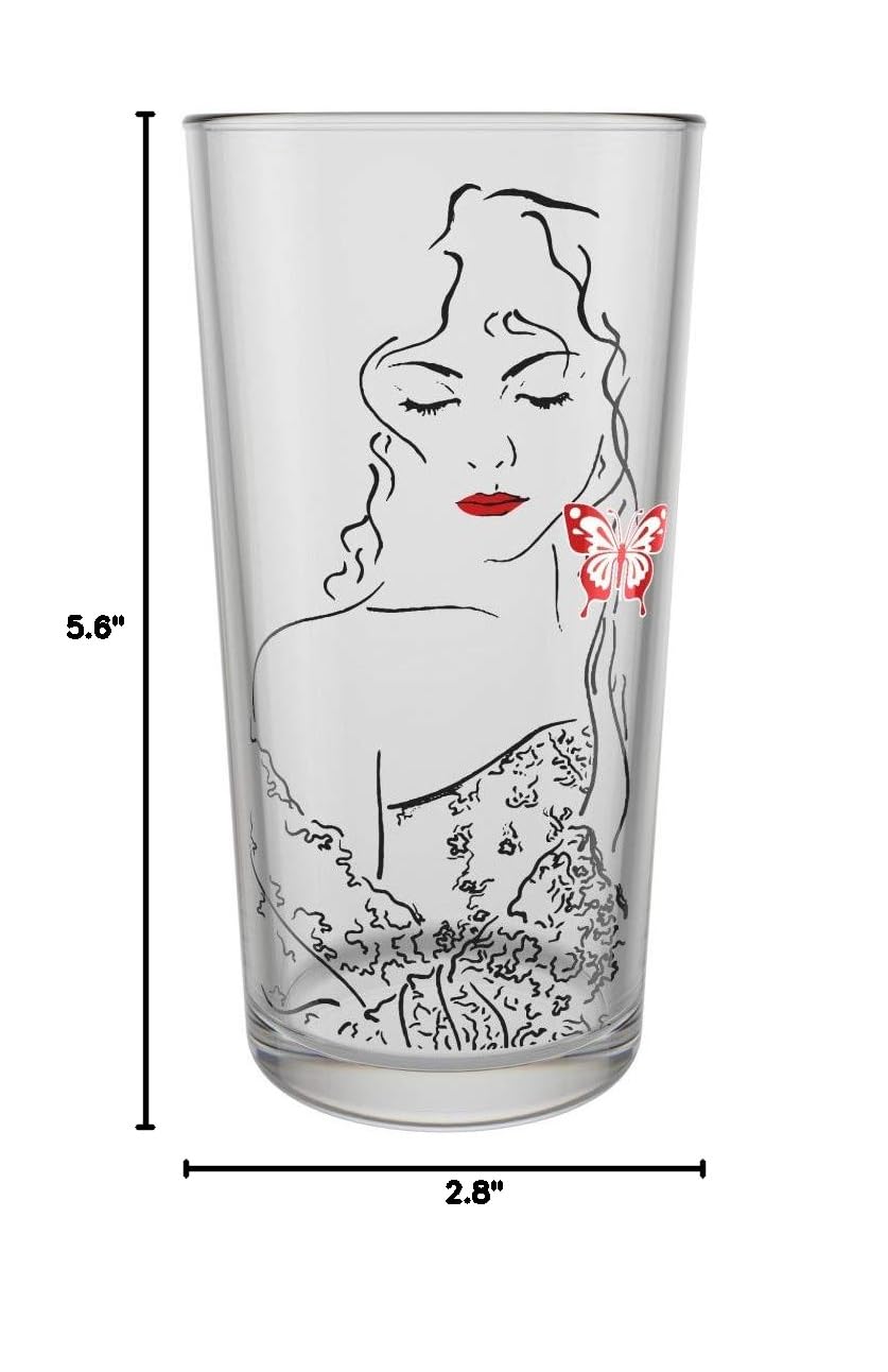 Premium 10.1 oz Red Line Cocktail Glasses Set of 6 - Bourbon, Whiskey & Wine Drinking Glasses for Home Bar, Parties & Gifts