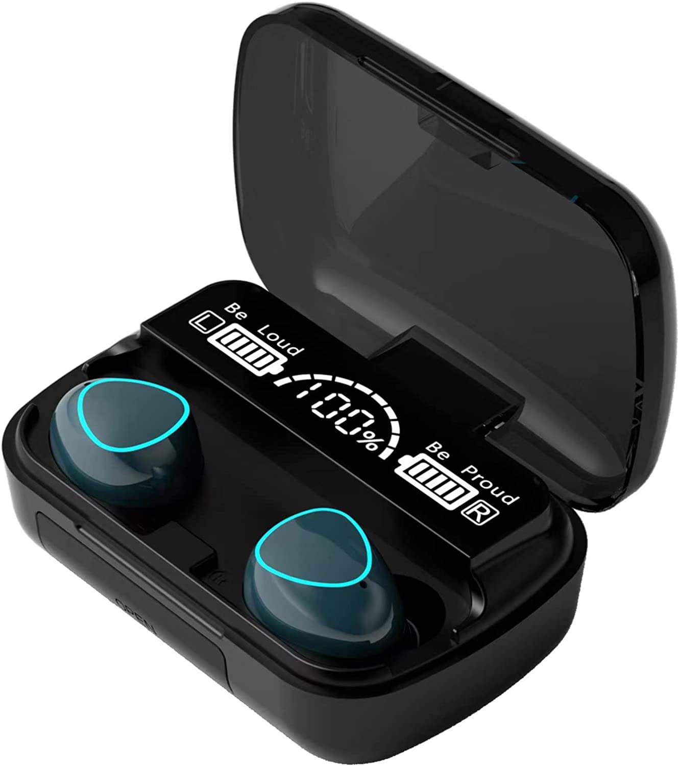 Bluetooth 5.3 Wireless Headphones with Built-in Mic & Charging Case - 3D HD Stereo Noise Cancelling for iPhone/Android/iOS - Perfect for Workouts, Commuting & Online Meetings