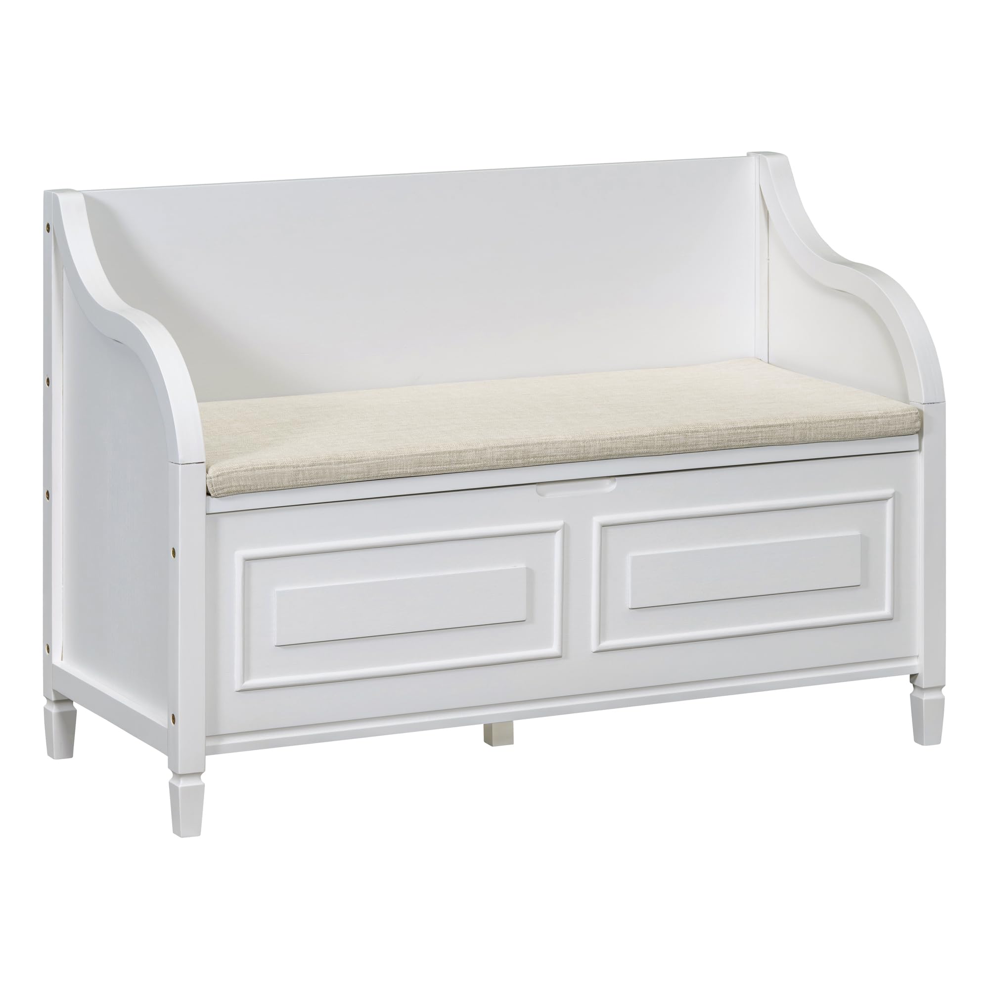 Lift Top Storage Bench with Drawers - Shoe Organizer Bench with Safety Hinge & Cushioned Seat - Entryway Furniture for Hallway, Bedroom, Living Room (White)