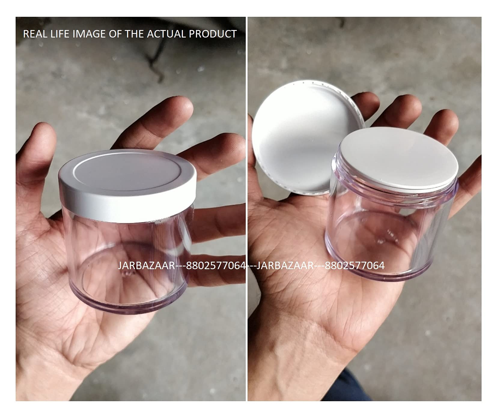 JARBAZAAR 4-Pack 100 Gram Acrylic Cosmetic Jars for Body Butter, Cream, Lip Balm & Scrub - Travel-Friendly, Leak-Proof, FDA Approved - Perfect for DIY Skincare, Travel Toiletries & Gift Packaging