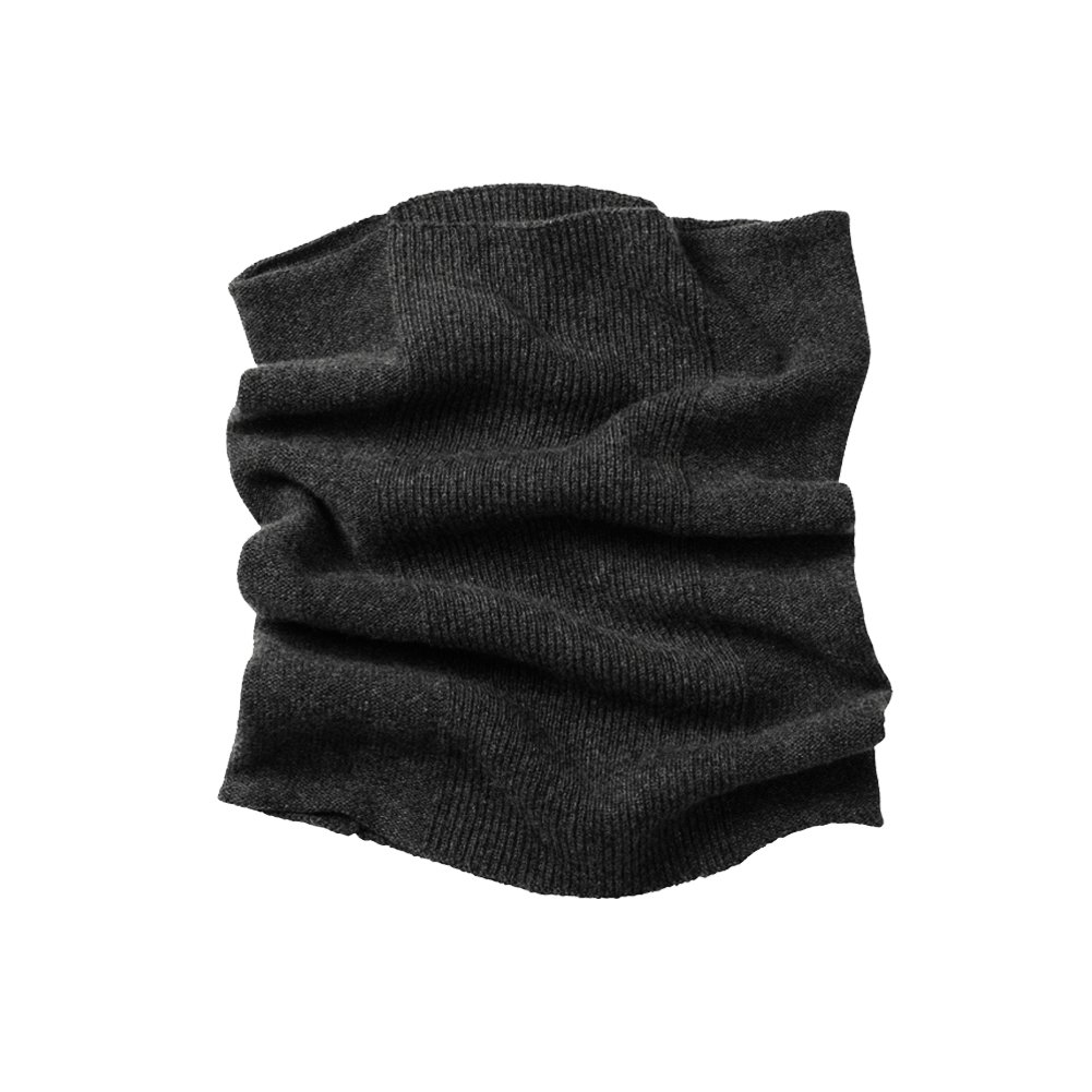 Parisbonbon Men's 100% Cashmere Ribbed Neck Warmer - Black & Gray One Size - Winter Scarf for Outdoor Activities & Cold Weather Protection