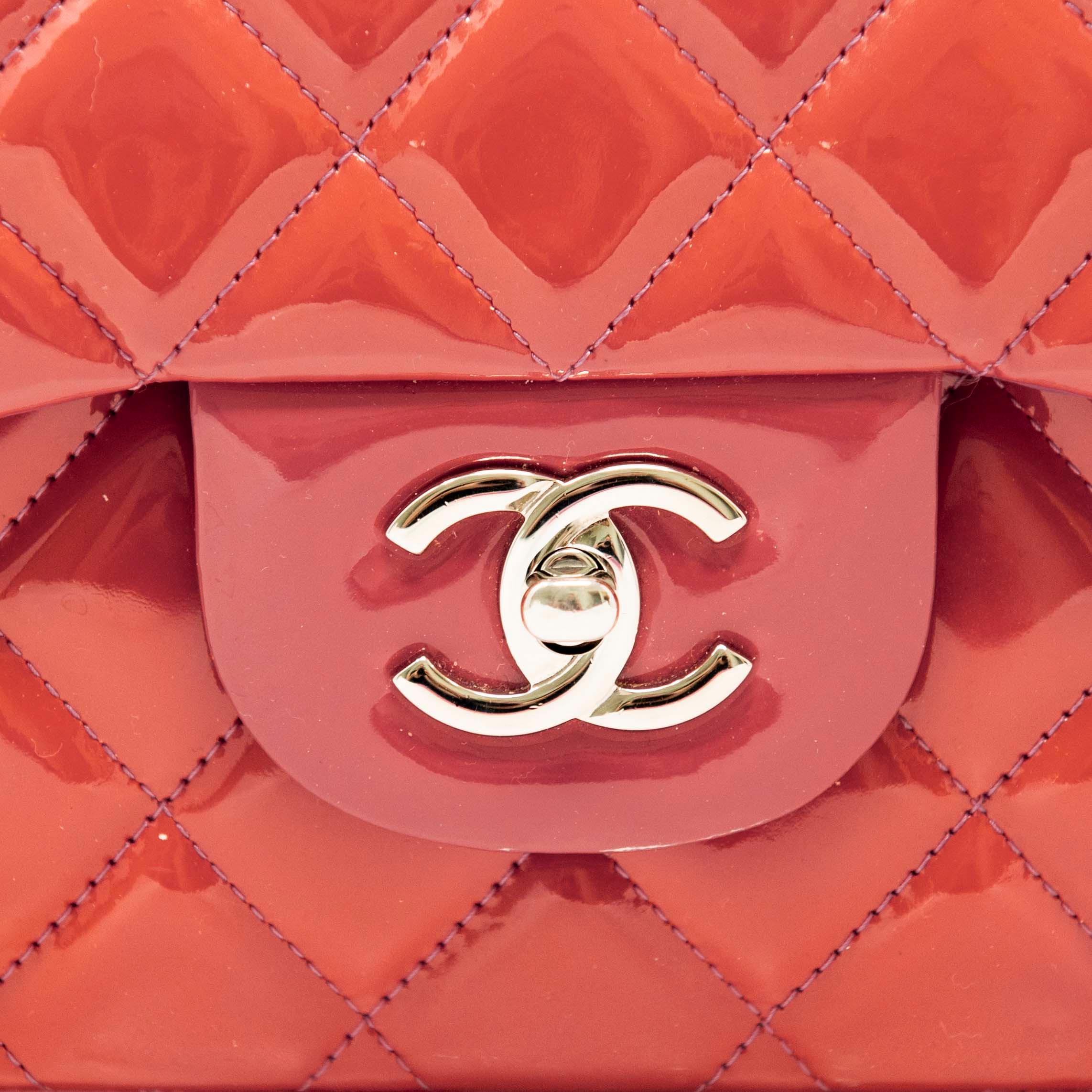 Chanel Pink Patent Leather Classic Jumbo Flap Bag - Luxury Designer Handbag for Women, Perfect for Parties & Special Occasions