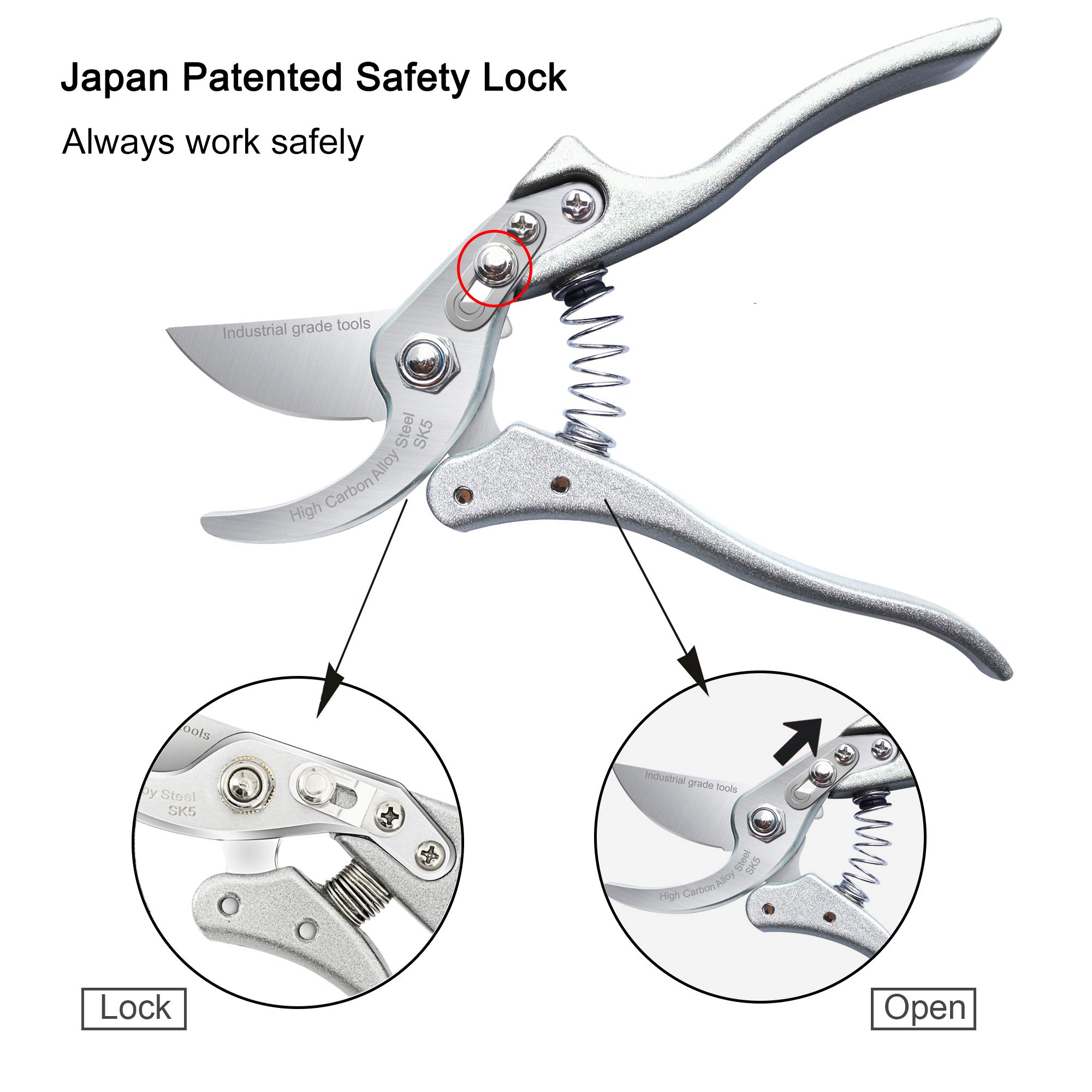 Premium Japanese 8 Inch Bypass Pruning Shears - TONMA Gardening Scissors with Ergonomic Handle, Professional Secateurs for Trimming Plants, Flowers & Shrubs - Ideal for Home Gardeners & Landscaping Professionals
