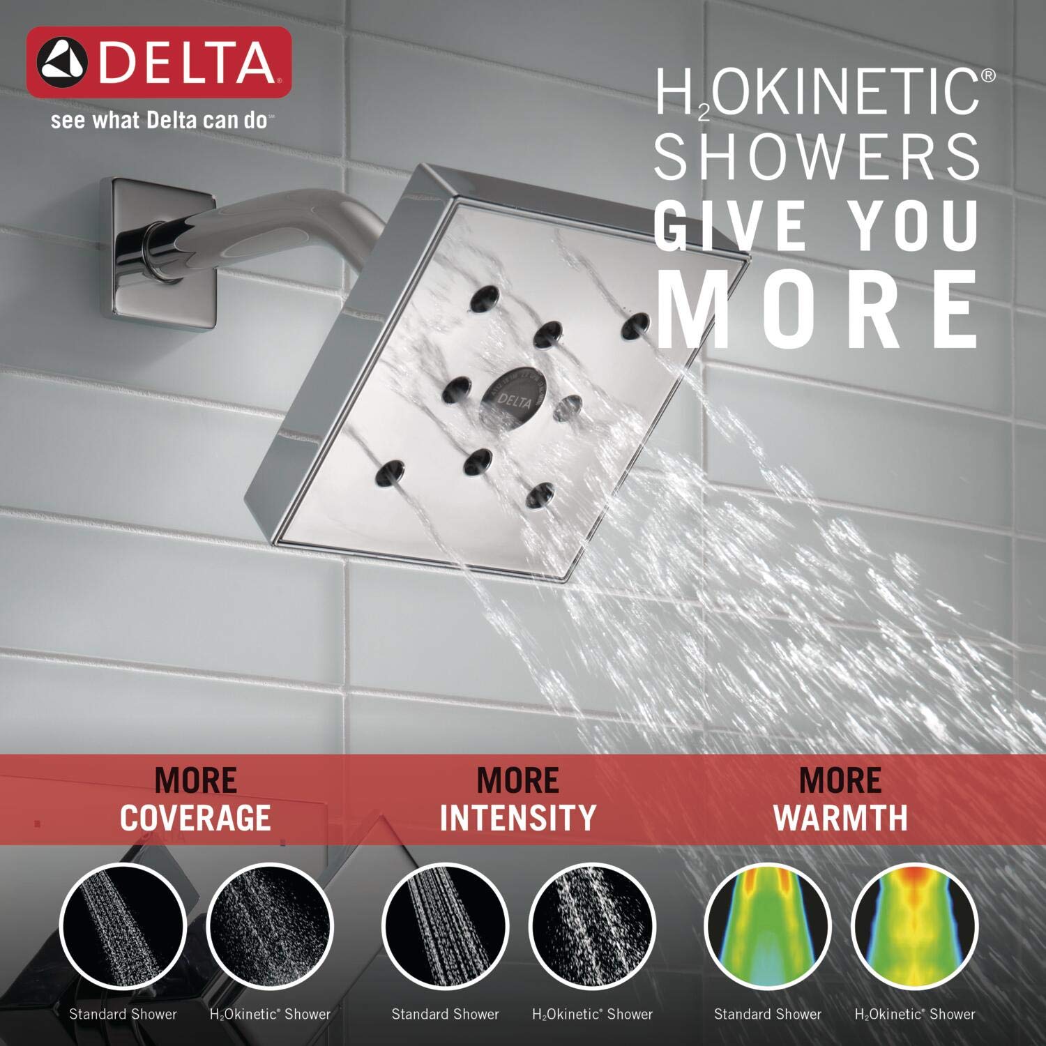Delta Ara 17 Series Dual-Function Shower Trim Kit with H2Okinetic Shower Head - Chrome Finish T17267 - Single Spray Shower Faucet for Bathroom & Master Suite (Valve Not Included)