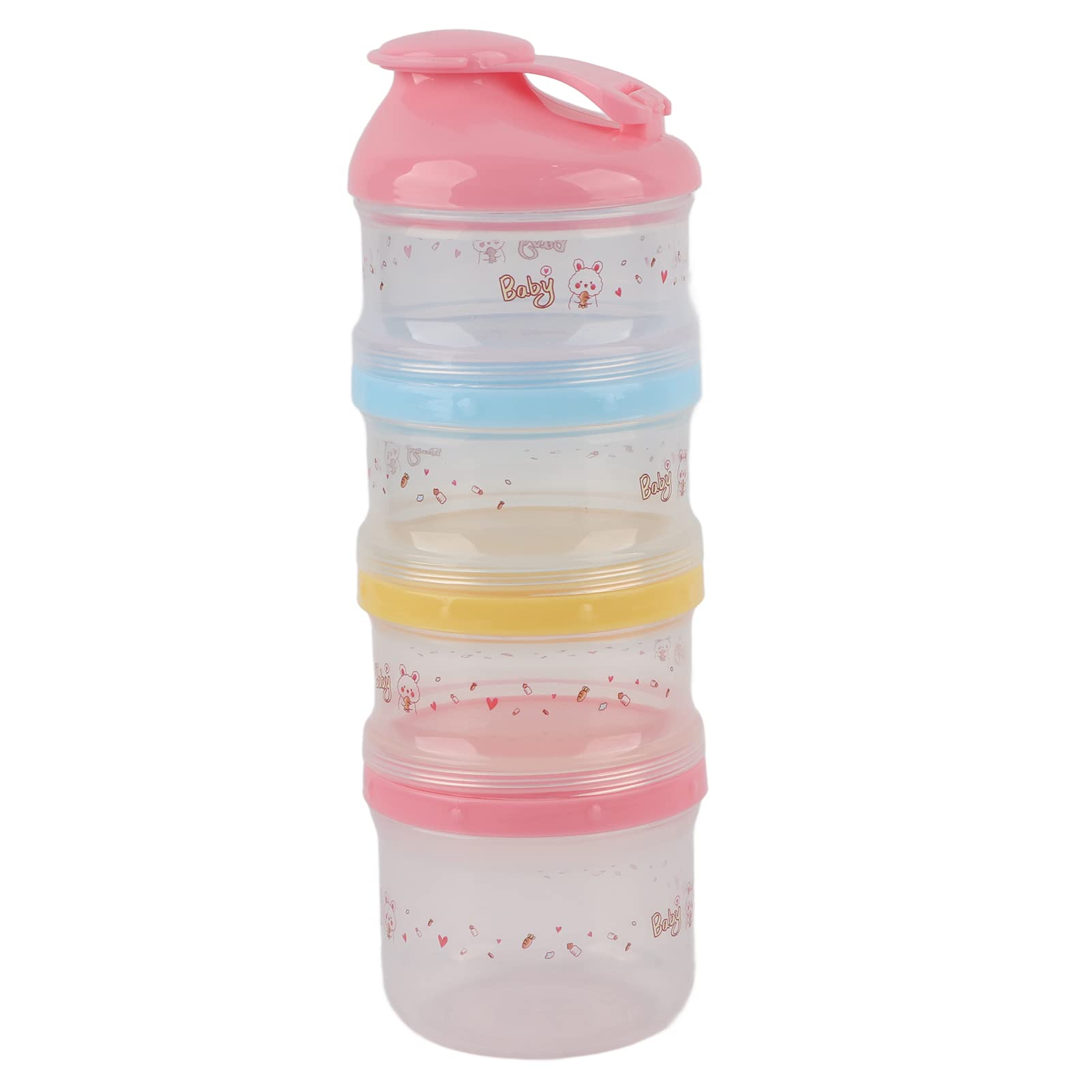 4-Layer Baby Milk Powder Dispenser & Snack Storage Container - Portable Travel Formula Box for Infants, BPA-Free & Leak-Proof (Pink) | Ideal for On-the-Go Feeding, Daycare & Family Trips