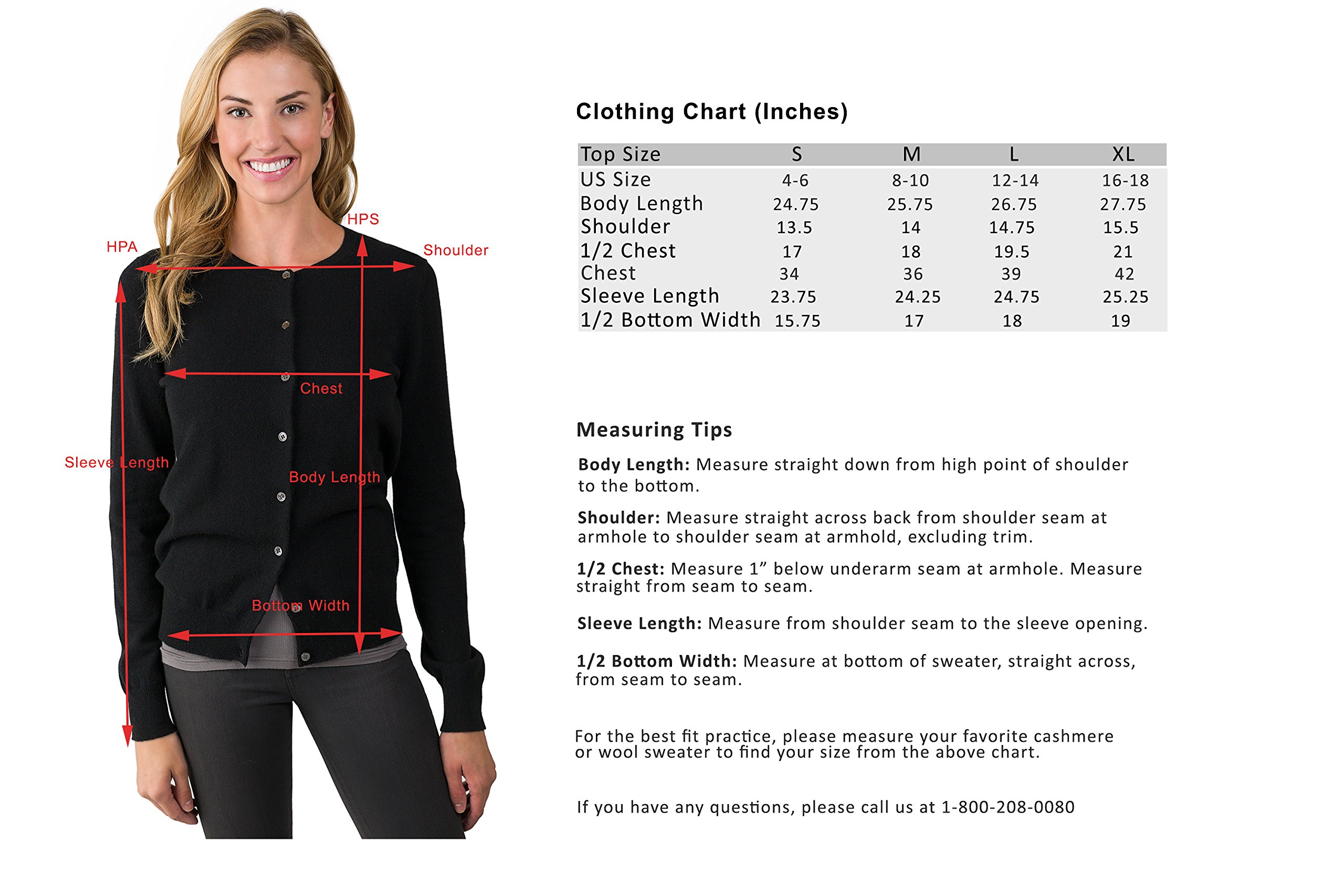 JENNIE LIU Women's 100% Pure Cashmere Button-Up Long Sleeve Crewneck Cardigan Sweater | Soft Warm Winter Knitwear for Office, Date Night & Casual Outfits