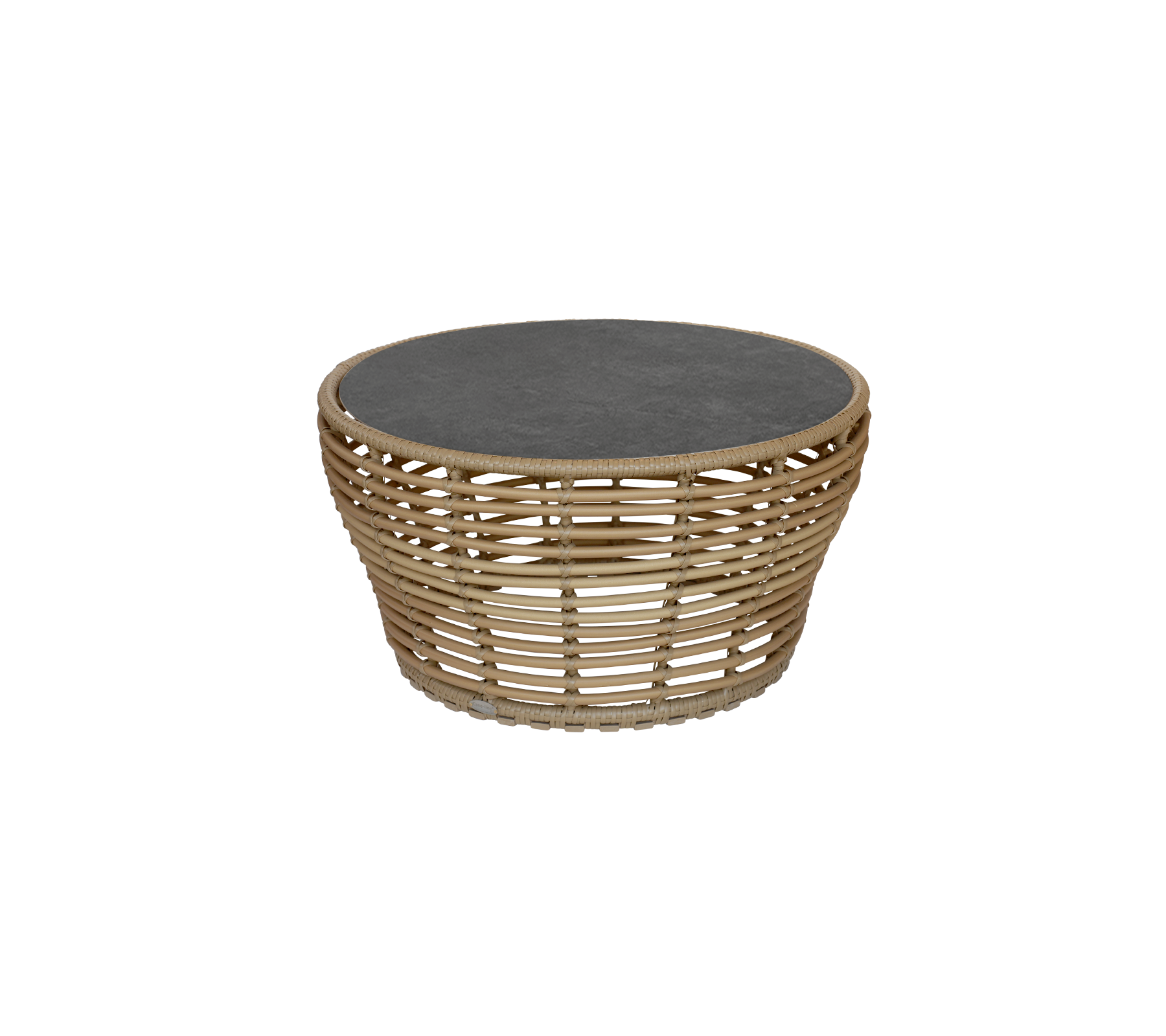 Modern Rattan Basket Coffee Table - Medium Size Round Woven Natural Fiber Ottoman for Living Room, Bedroom, or Patio Decor