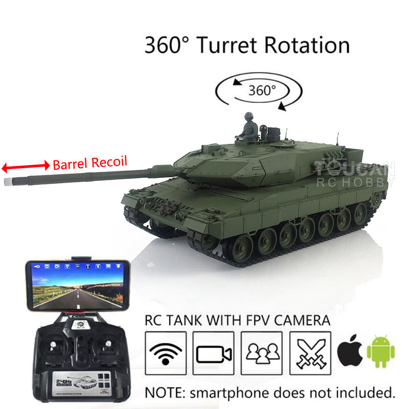 2.4Ghz Remote Control Henglong 1/16 Scale 7.0 Upgrade FPV German Leopard 2A6 Military RC Battle Tank - 3889 Model for Hobbyists, Collectors & Festival Gifts | Indoor & Outdoor Play, Battle Simulation, STEM Learning Toy