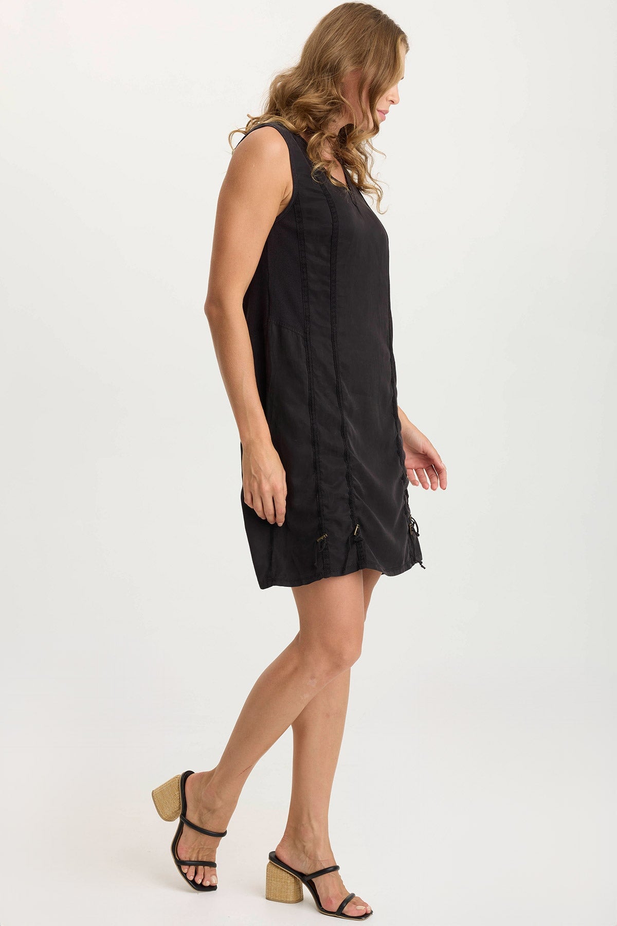 Karima Twill Corded Cinch Tank Dress for Women - Slim Fit Stretch Comfort Summer Casual Wear - Perfect for Beach, Brunch & Date Nights