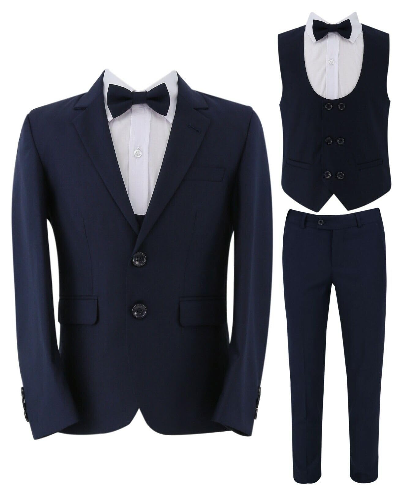 Boys Page Boy Slim Fit Wedding Suit 7-Piece Complete Set - Formal Attire for Ring Bearers, Flower Boys & Special Occasions