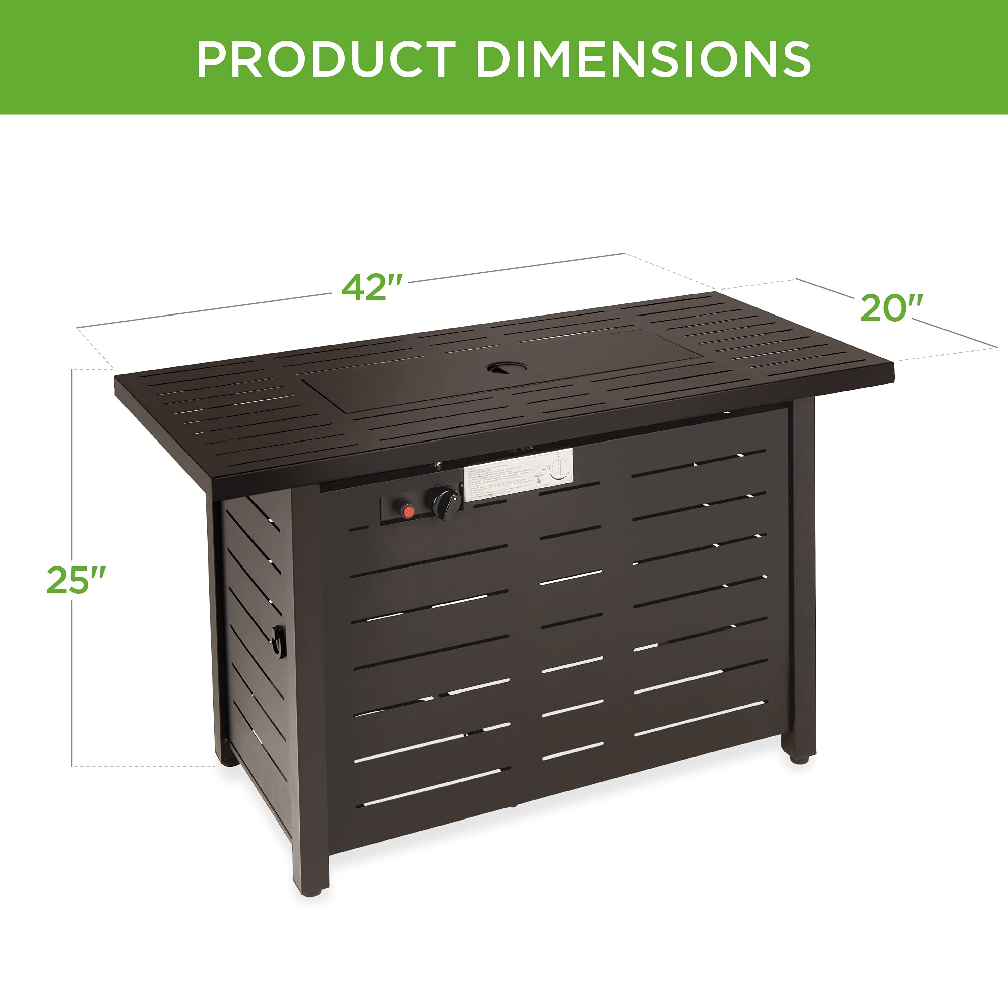 Best Choice Products 42-inch 50,000 BTU Rectangular Steel Propane Fire Pit Table for Outdoor Patio - Includes Burner Lid, Auto Ignition, Hideaway Tank Storage, Cover & Glass Beads (Dark Brown) - Perfect for Backyard Gatherings, Camping & Cozy Evenings