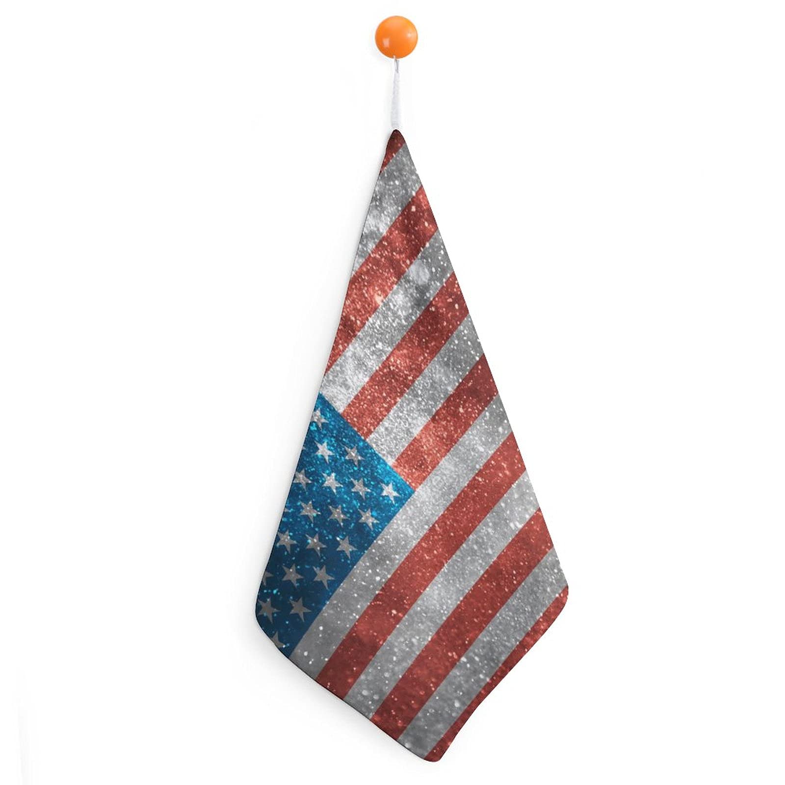 American Flag Glitter Hand Towel - Patriotic Bathroom & Kitchen Decor for Home, Parties, and 4th of July Celebrations