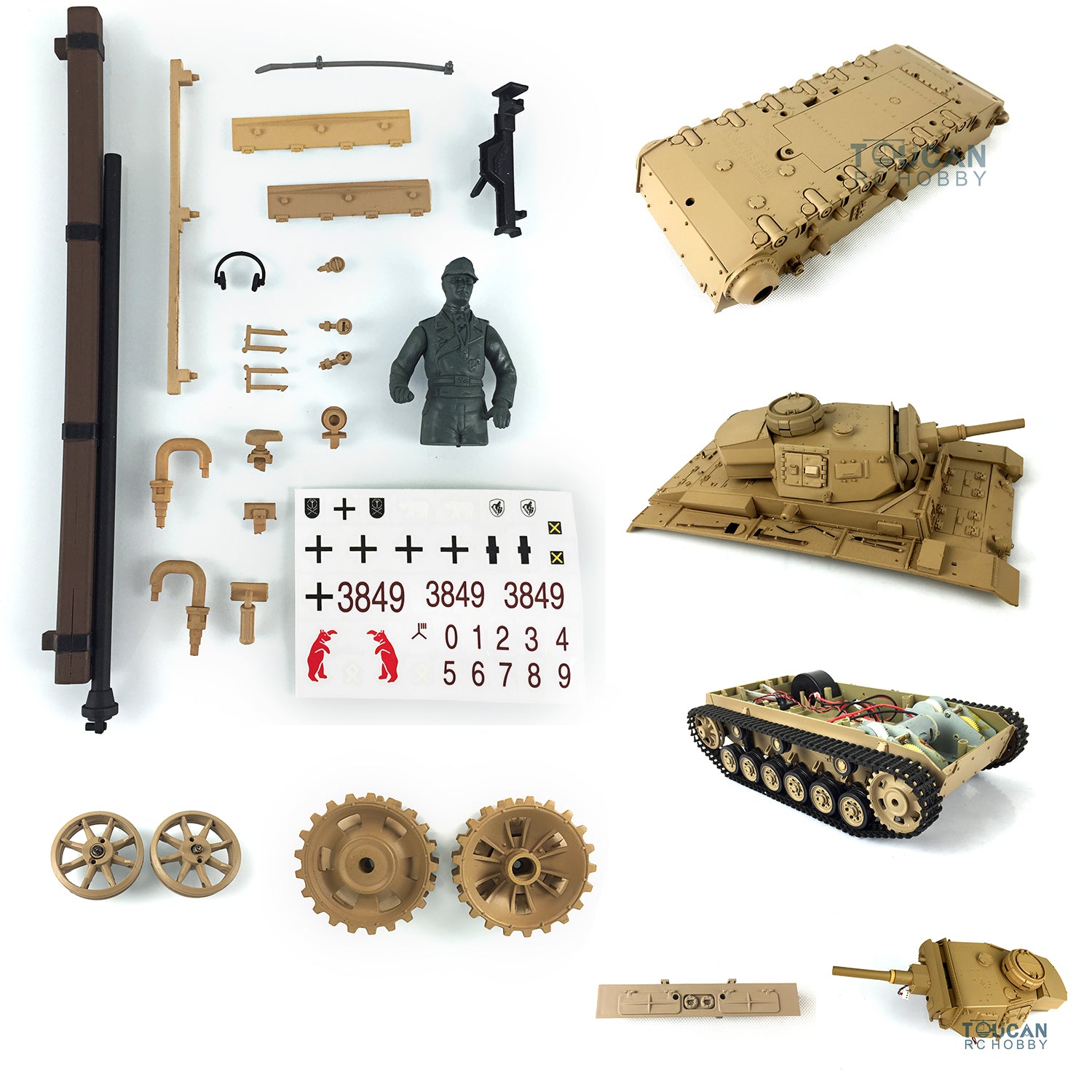 Henglong 1/16 Scale German Panzer III H RC Tank Model Kit with 3849 Chassis, Tracks, Decals & Spare Parts - Perfect for Military Enthusiasts, RC Hobbyists & WWII Historical Collectors