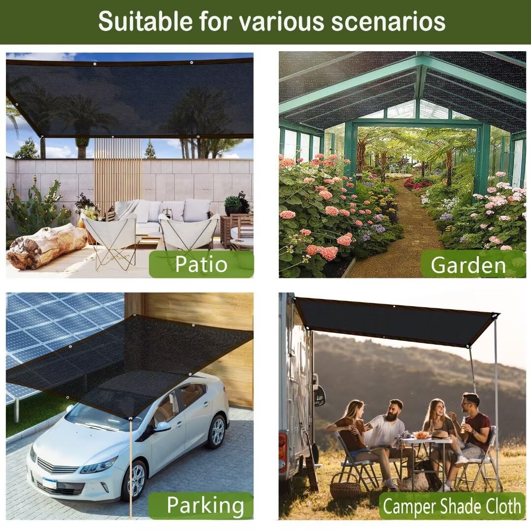 TOTOZAKUL 70% Shade Cloth for Garden Plants - 6x6 FT Black Sun Block Shade Cover Mesh with Grommets - UV Protection Sun Shade Canopy for Outdoor Pergola, Patio, Flower Beds, Lawn, Kennel & Chicken Coop - Perfect for Summer Sun Protection and Plant Shading