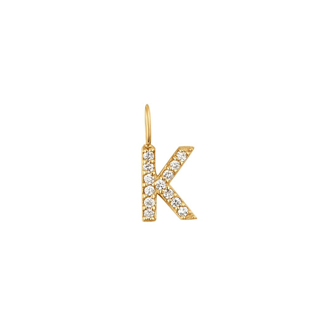 14K Yellow Gold Diamond Initial Charm Pendant - Personalized Name Necklace for Women, Perfect Gift for Birthday, Anniversary & Valentine's Day