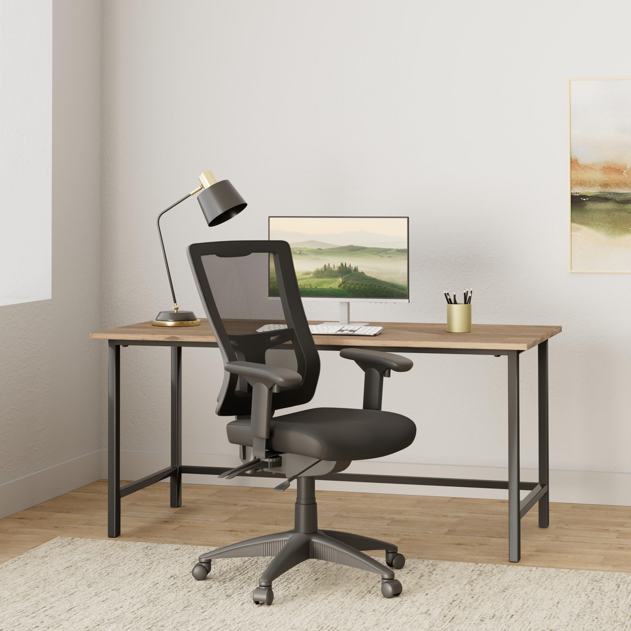 Lorell Ergonomic High-Back Mesh Office Chair with Lumbar Support - Black - Perfect for Home Office, Gaming & Workspace Comfort