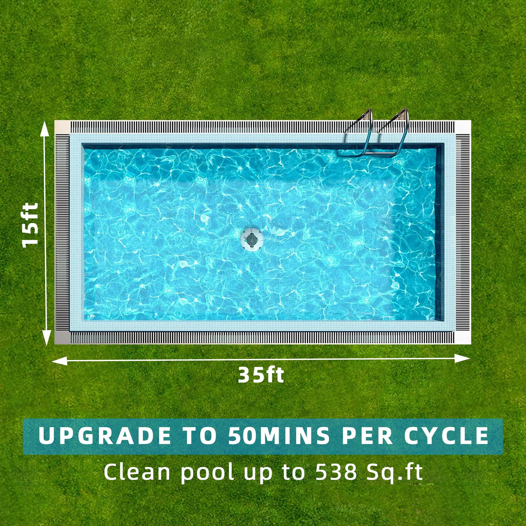 Best Cordless Pool Cleaner Robot - Lightweight Automatic Swimming Pool Vacuum for Above Ground & In-Ground Pools up to 40FT | Ideal for Backyard, Vacation Homes & Commercial Use