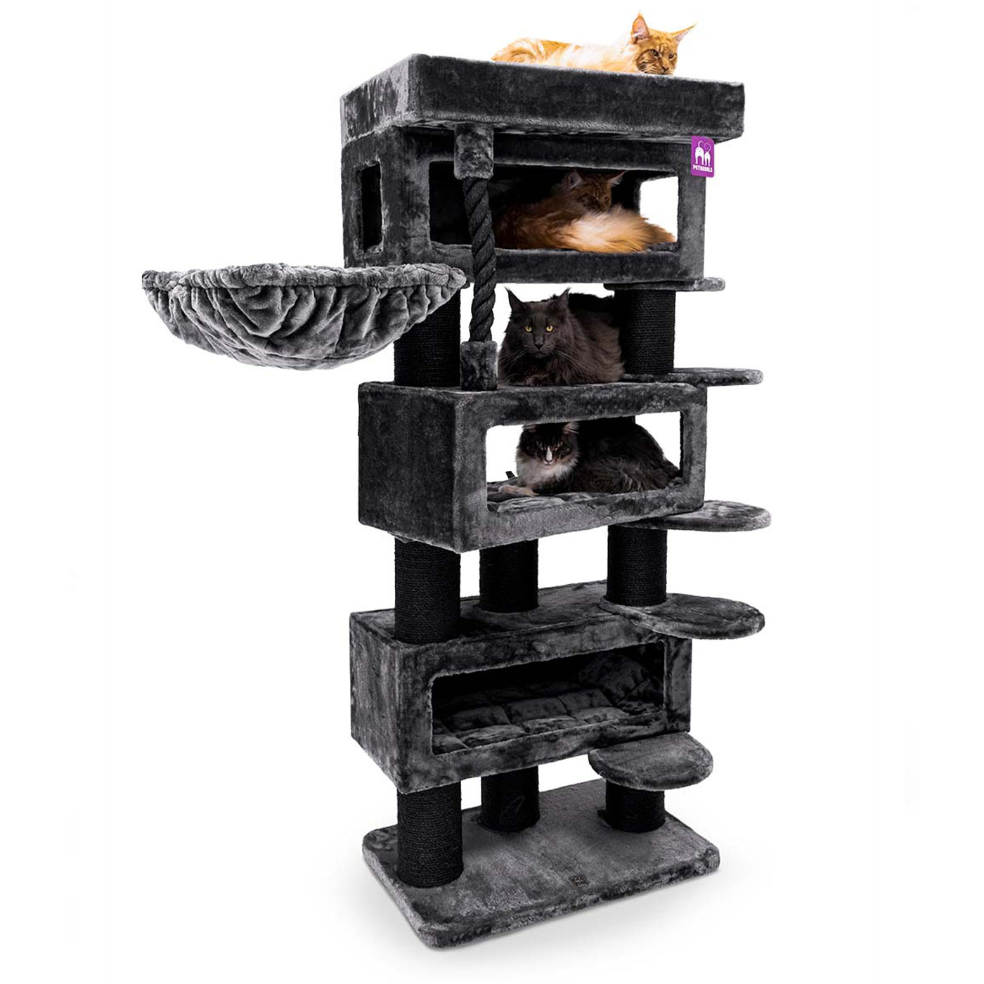 Lucky Rebels Interstate 187cm Cat Tree - Large Multi-Level Cat Condo with Scratching Posts & Perches for Indoor Cats | Perfect for Play, Rest & Climbing in Home or Apartment
