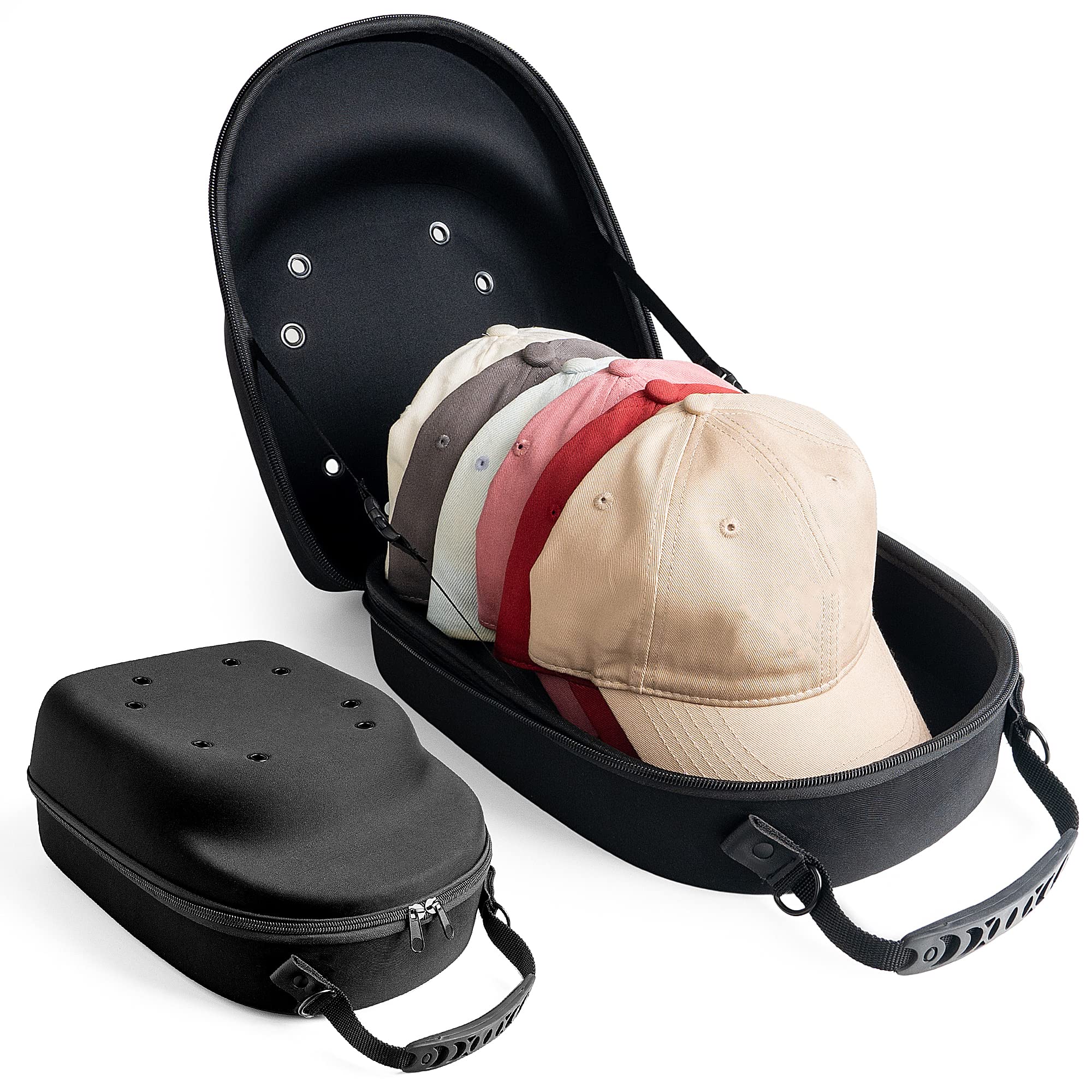 Unjumbly Baseball Cap Storage & Organizer - Travel Hat Carrier Case with Handle & Adjustable Strap - Holds 6 Caps - Perfect for Travel, Home Storage & Sports Events