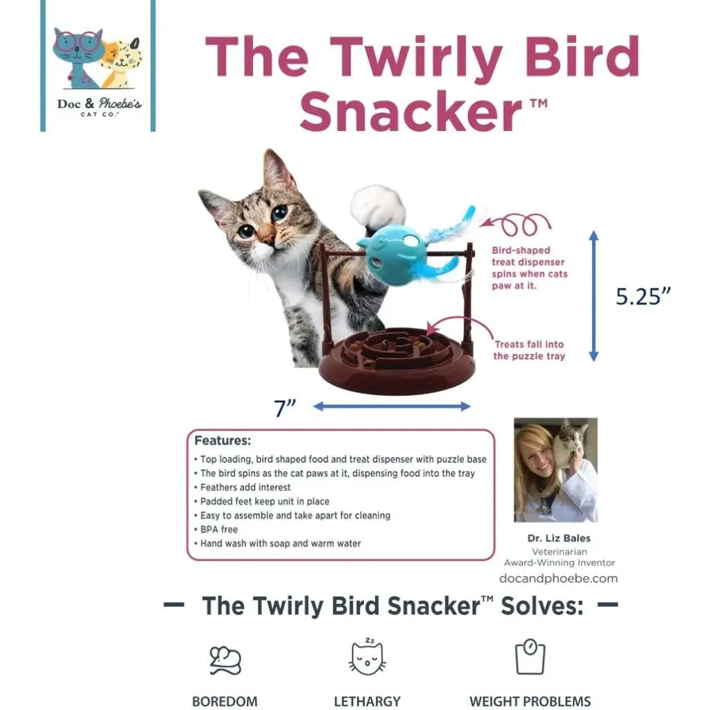 Interactive Twirly Bird Cat Treat Dispenser - Fun & Engaging Toy for Indoor Cats - Perfect for Playtime & Mental Stimulation