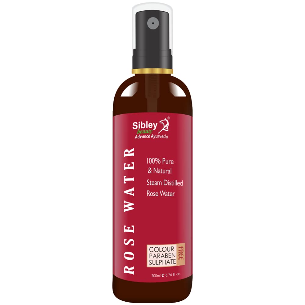 **Sibley Beauty Pure Rose Water Gulab Jal Spray - 100% Steam Distilled Natural Rose Hydrosol (200ml) for Face, Hair & Aromatherapy**