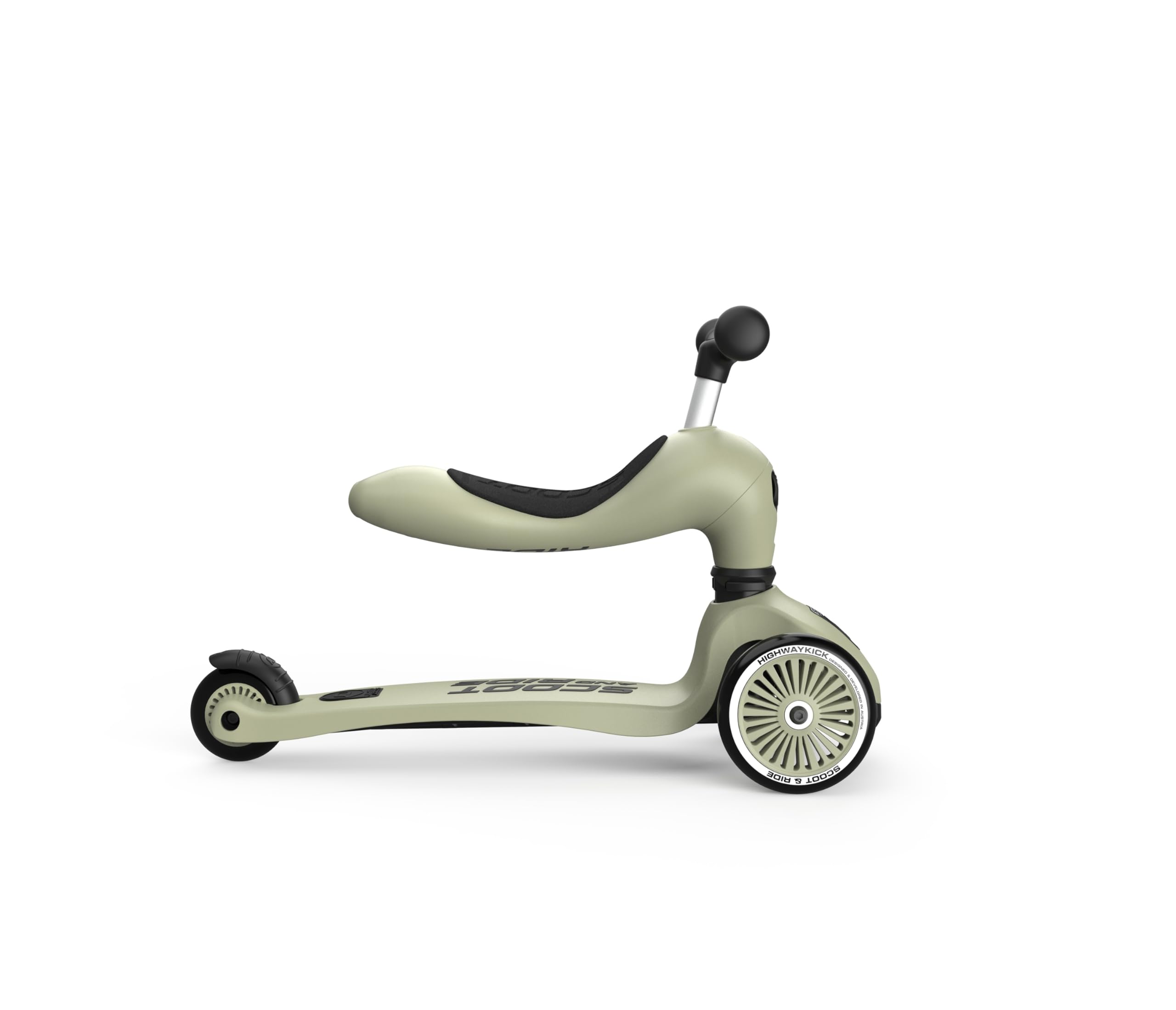 Scoot & Ride Highwaykick 1 2-in-1 Ride-On & Stand Scooter for Kids Ages 1-5 - Olive Green | Toddler Push Scooter & Balance Bike Alternative for Indoor & Outdoor Play