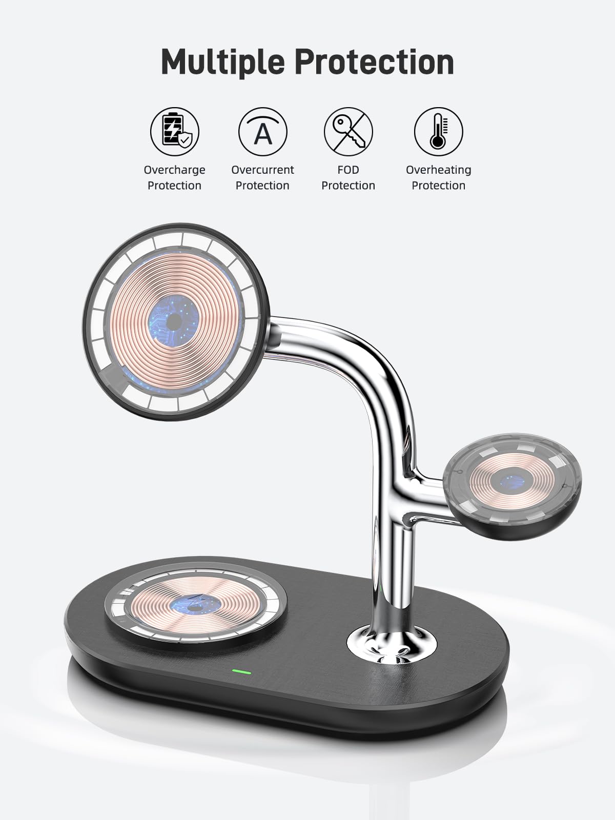 3-in-1 Magnetic Wireless Charging Station for iPhone 16/15/14/13/12 Series, AirPods Pro 2 & Apple Watch Series 10/9/8/7 | Fast Dual Charging Pad with MagSafe Technology | Perfect for Home, Office & Travel Use