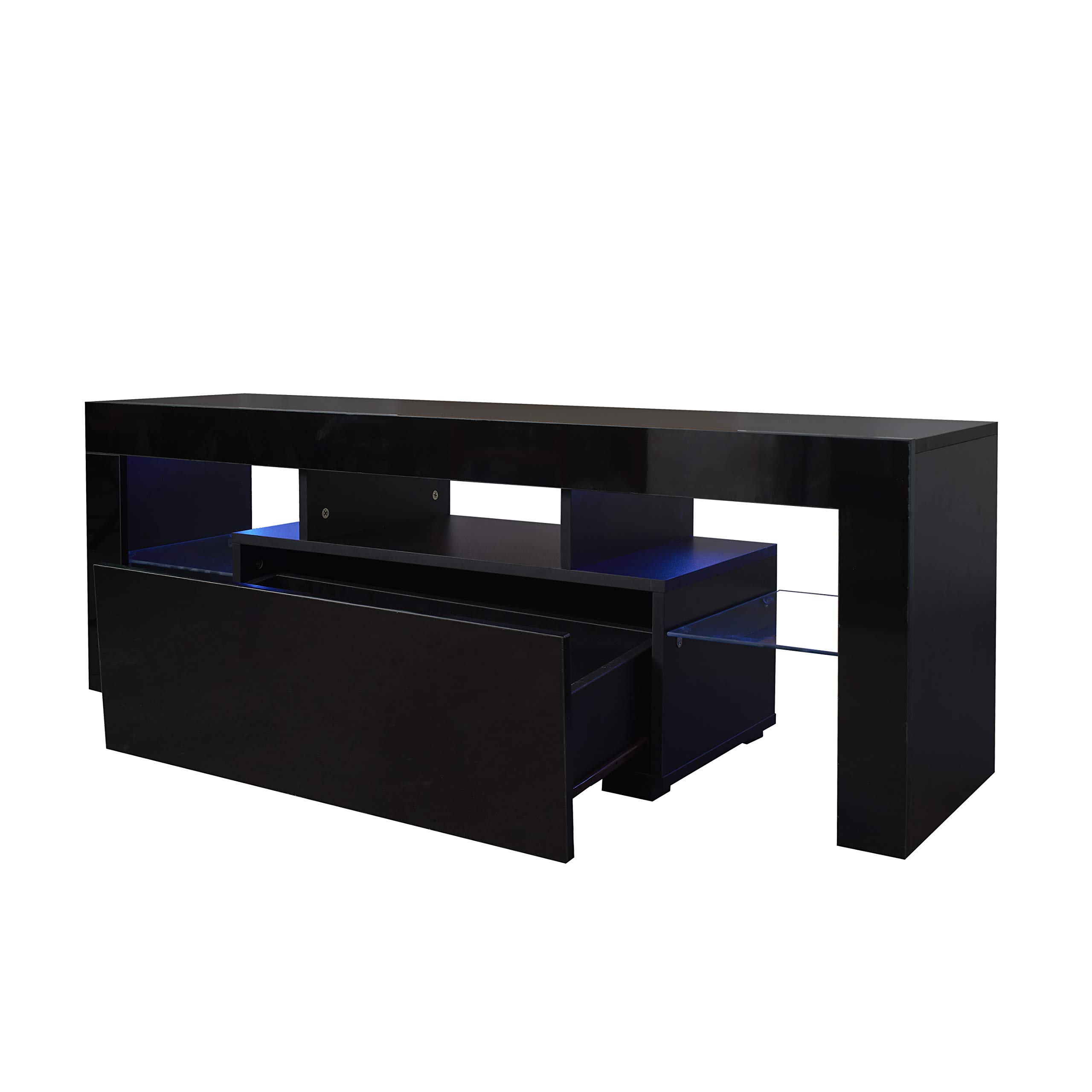 180° Wall Mounted Floating TV Stand with Storage & 16-Color LED Lights - Multifunctional Media Console for 50