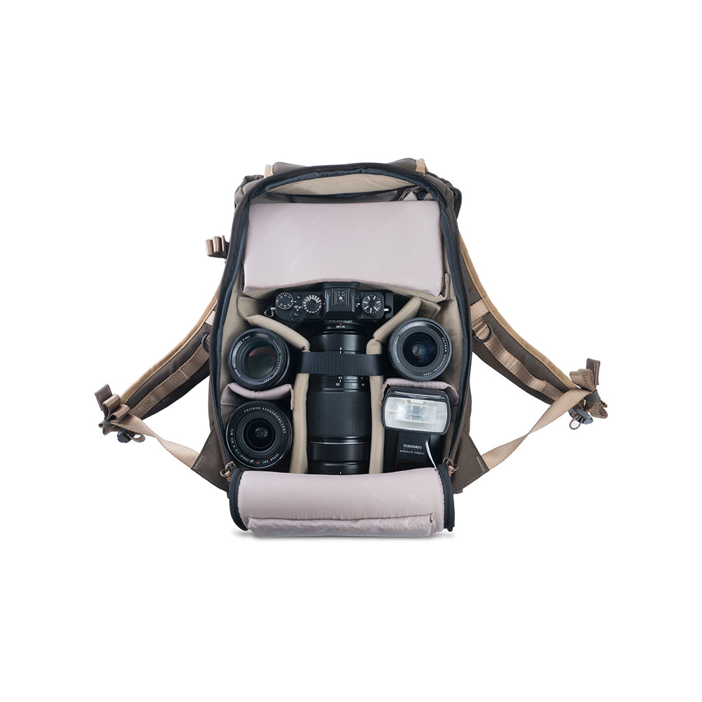 VEO GO 42M KG Camera Backpack Khaki Green - Waterproof DSLR Bag for Photographers, Travel & Outdoor Shooting - Perfect for Hiking, Camping & Professional Photography Gear Storage