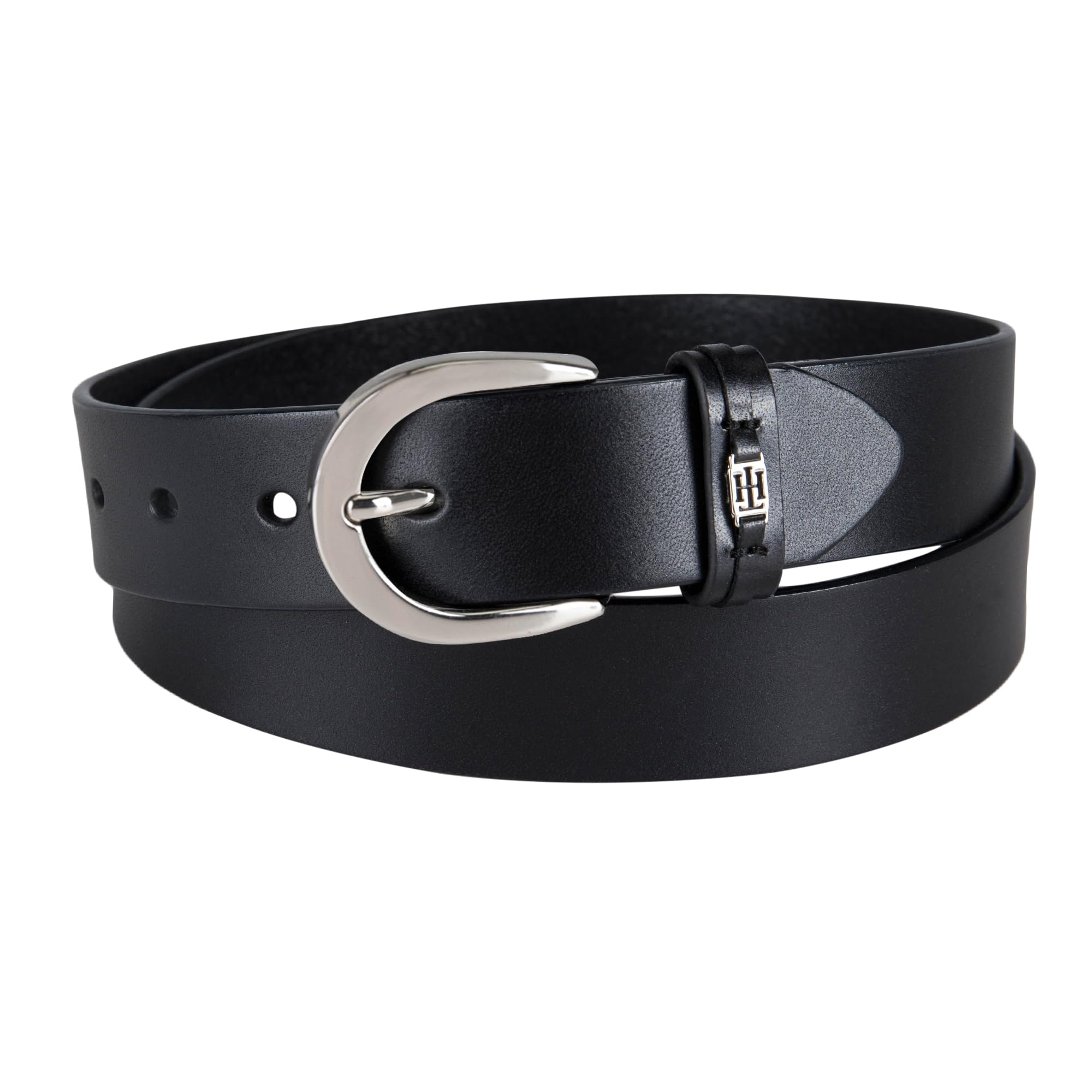 Tommy Hilfiger Women's TH Monogram Logo Genuine Leather Casual Belt - Perfect for Jeans, Trousers, Dresses & Everyday Outfits | Office, Date Night & Weekend Wear