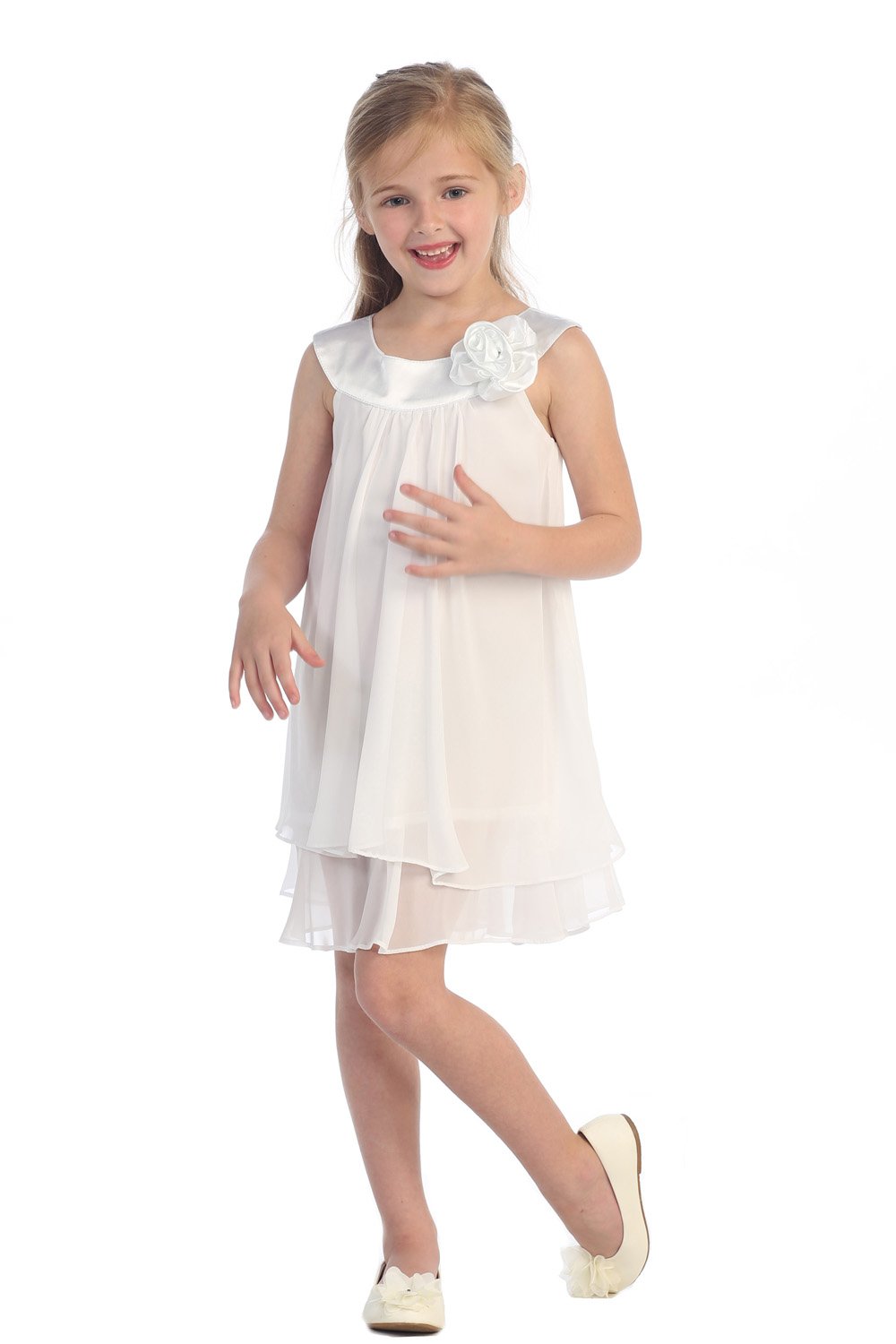 Elegant Chiffon Flower Girls Dresses for Weddings, Communion & Christmas - White Lace Party Gowns for Special Occasions
