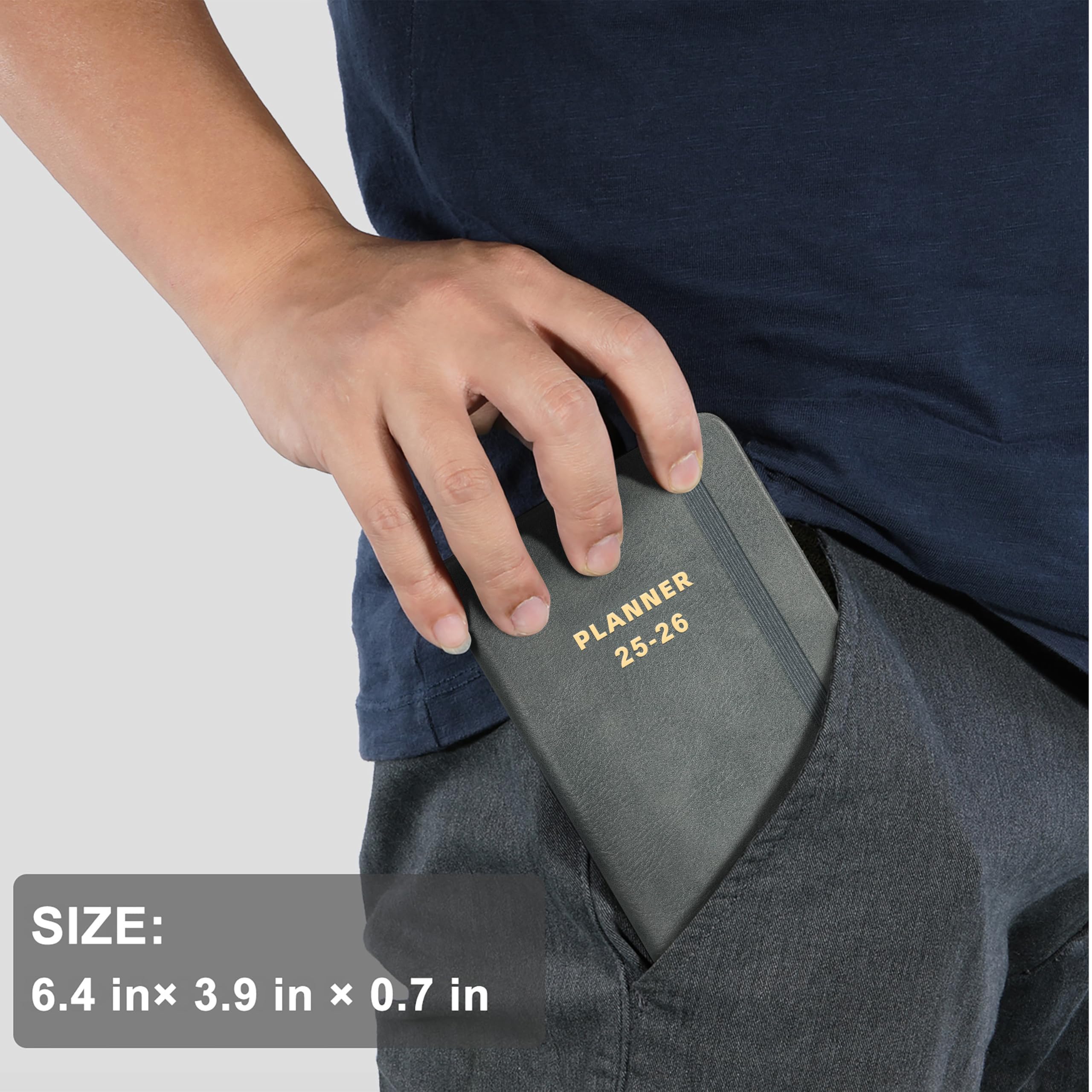 2025-2026 Leather Pocket Planner - July 2025 to June 2026 Weekly & Monthly Calendar for Purse (6.4
