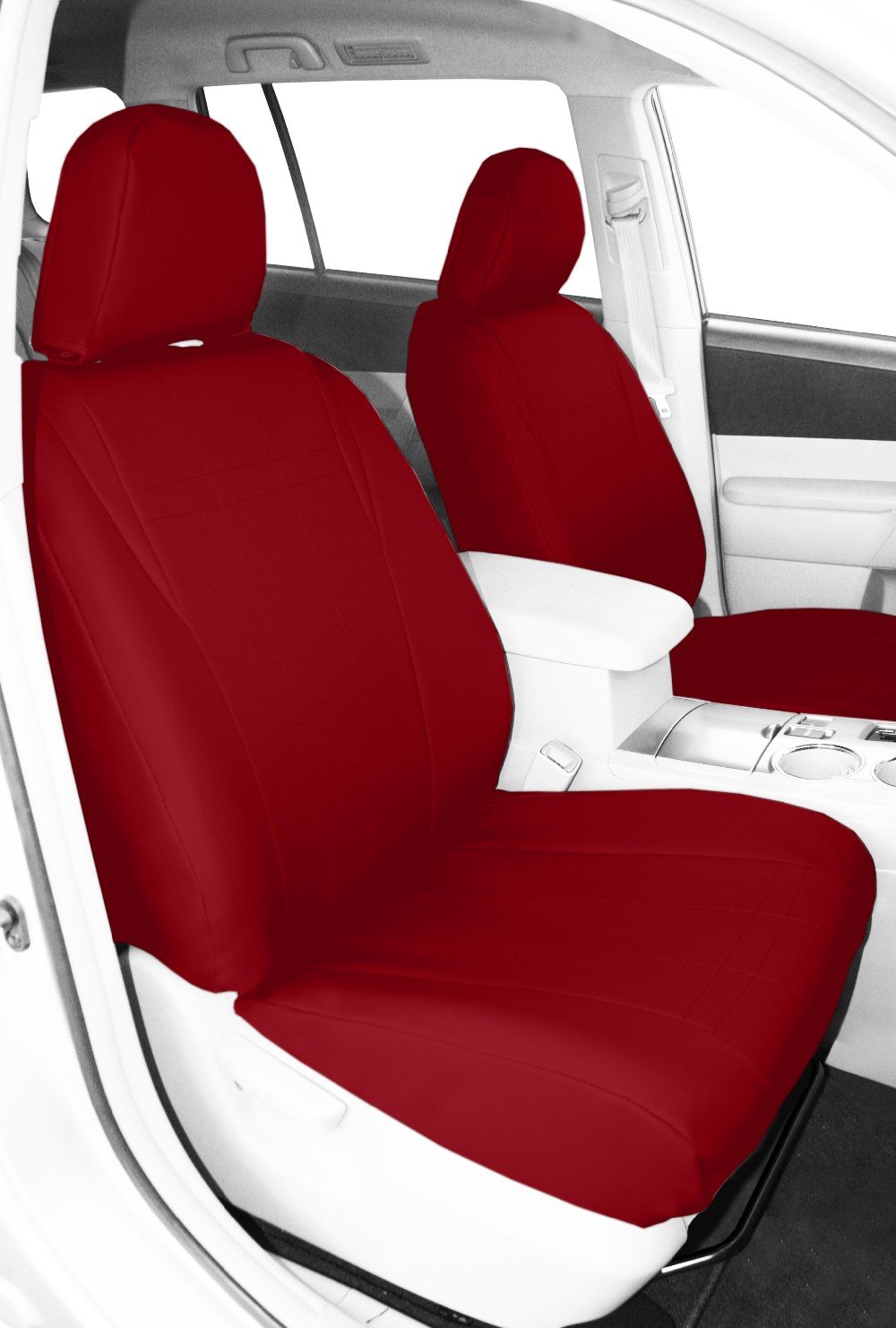 Premium Faux Leather Seat Covers for 2009-2012 Ford Escape & Mazda Tribute - Red Insert & Trim - Front Bucket Seats - Durable & Stylish Car Interior Upgrade for Comfort & Protection