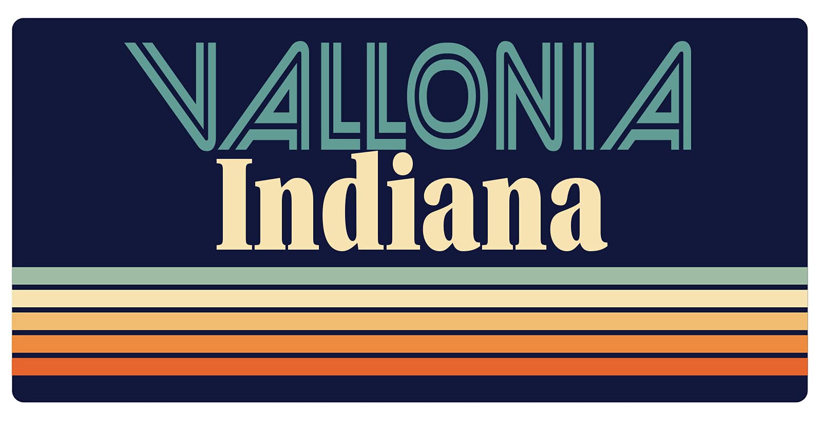 Vallonia Indiana 5 x 2.5-Inch Retro Fridge Magnet - Vintage Style Decorative Refrigerator Magnet for Kitchen, Office & Home Decor (Set of 1)