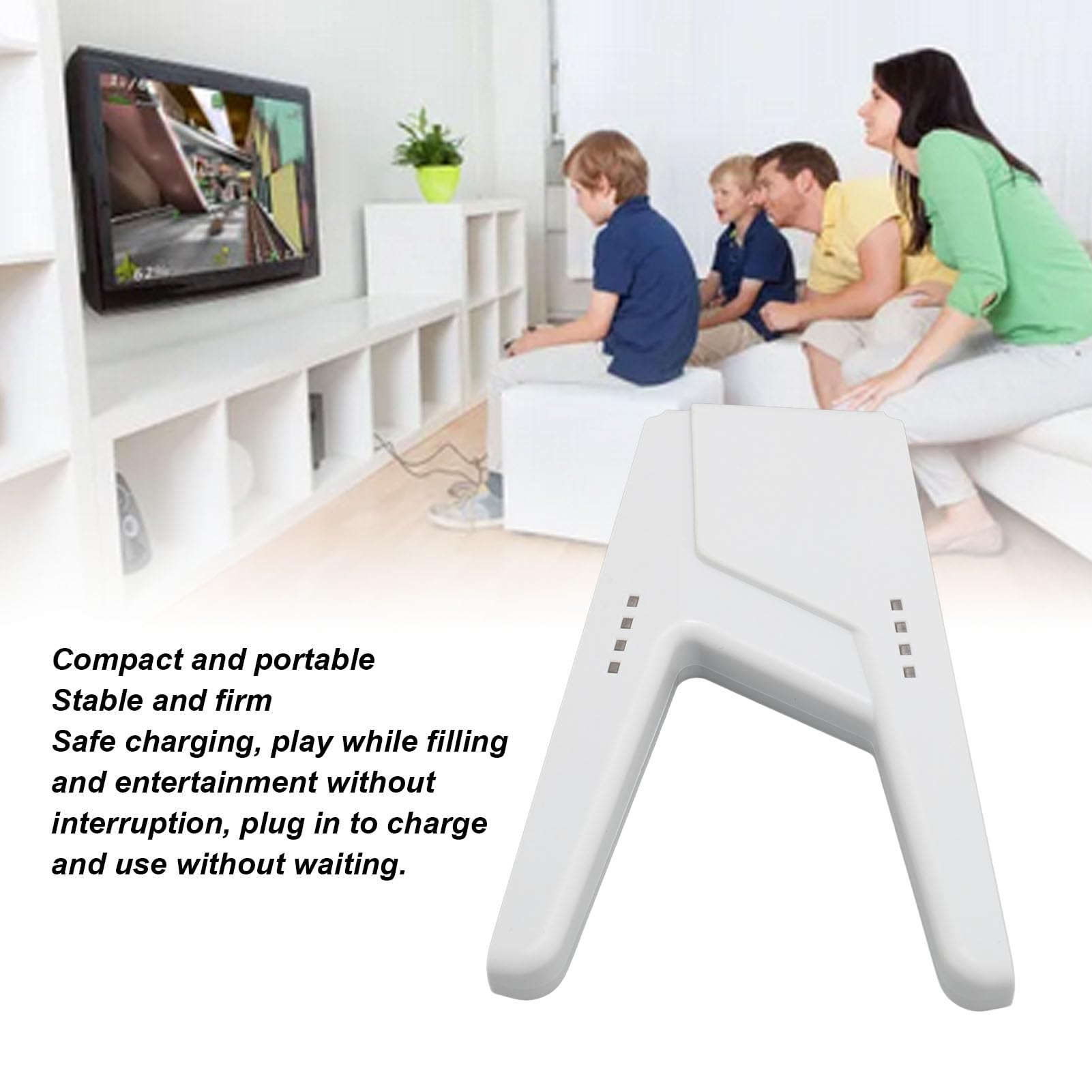 Game Controller Charger with LED - Compact ABS Design for Comfortable Gaming (White) - Perfect for PS5/Xbox Accessories