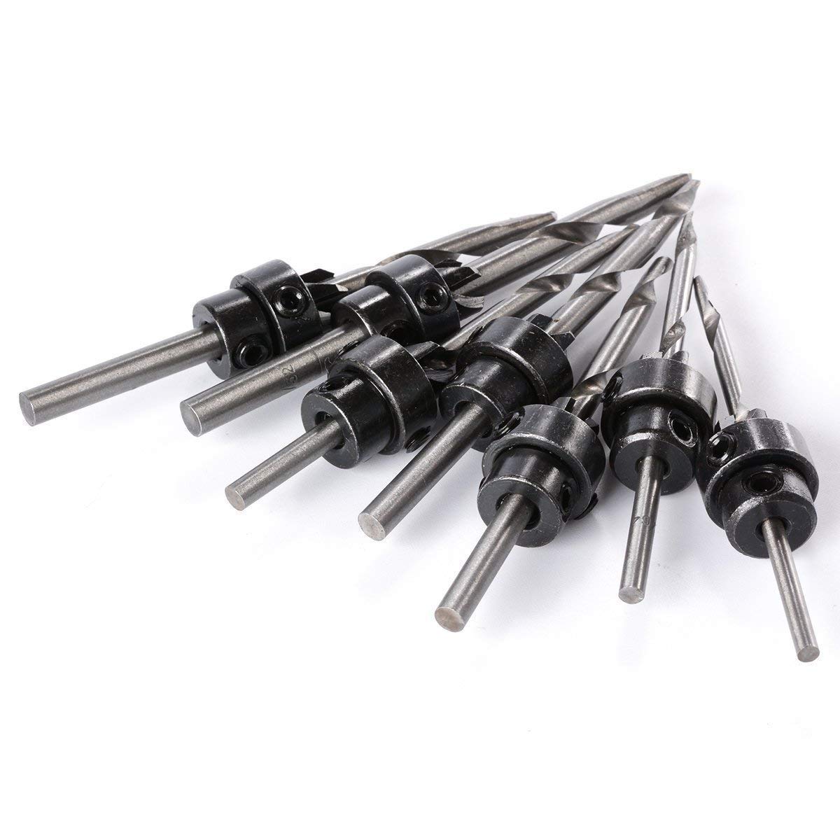 22-Piece Countersink Drill Bit Set with Adjustable Depth Stop Collars - Counterbore Drill Bits for Woodworking, Metal & DIY Projects - Perfect for Cabinet Making, Furniture Assembly & Screw Installation