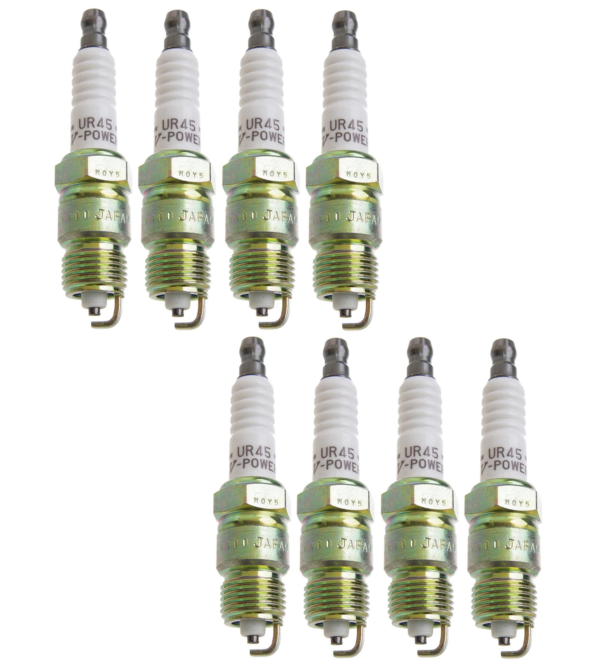 NGK V-Power Spark Plugs Set of 8 - Compatible with Buick, Ford, Lincoln, Mercury & Pontiac V8 Engines | High Performance Ignition for Better Fuel Efficiency & Engine Power | Ideal for Daily Driving, Racing & Off-Road Use