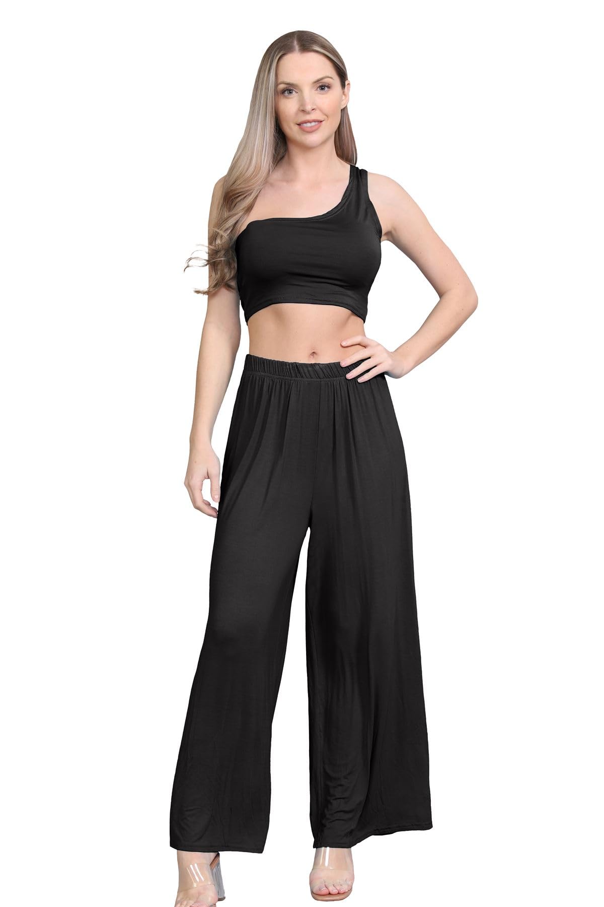 Janisramone® Women's High Waisted Wide Leg Palazzo Pants - Elegant & Versatile Flowy Trousers for Casual, Office & Evening Wear | Plus Size Options Available