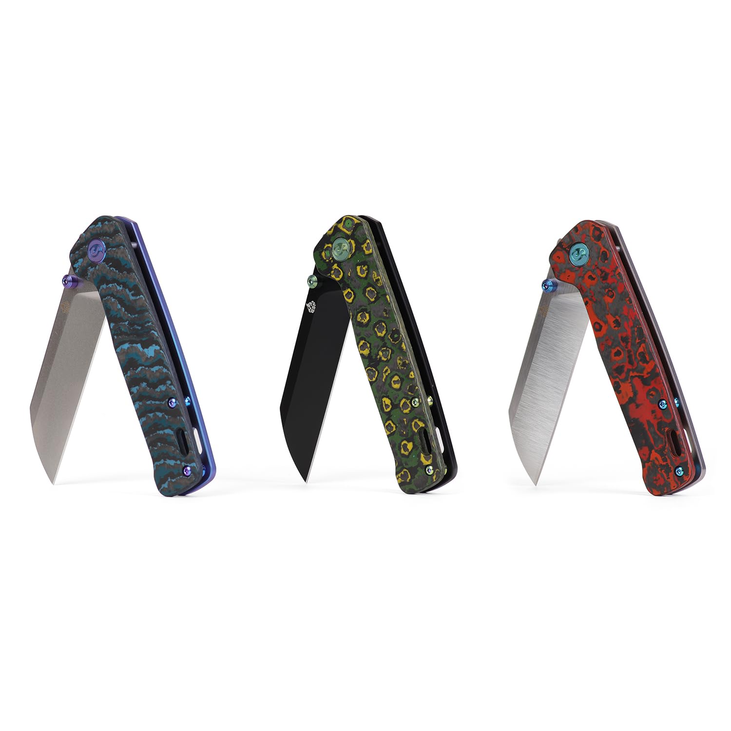 QSP Penguin Titanium Framelock EDC Pocket Knife - Marbled Carbon Fiber Handle, S35VN Steel Blade, Kaviso Exclusive (Stonewashed) | Everyday Carry, Outdoor Survival, Camping & Tactical Use